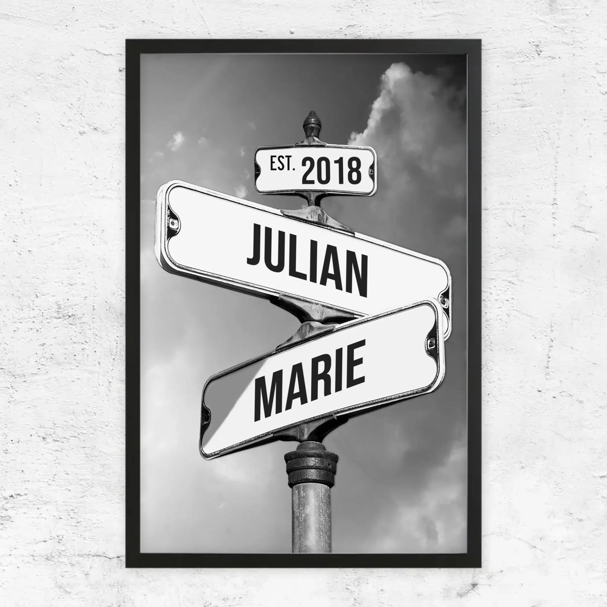 Personalisiertes Poster "Vintage Straßenschild für Paare"