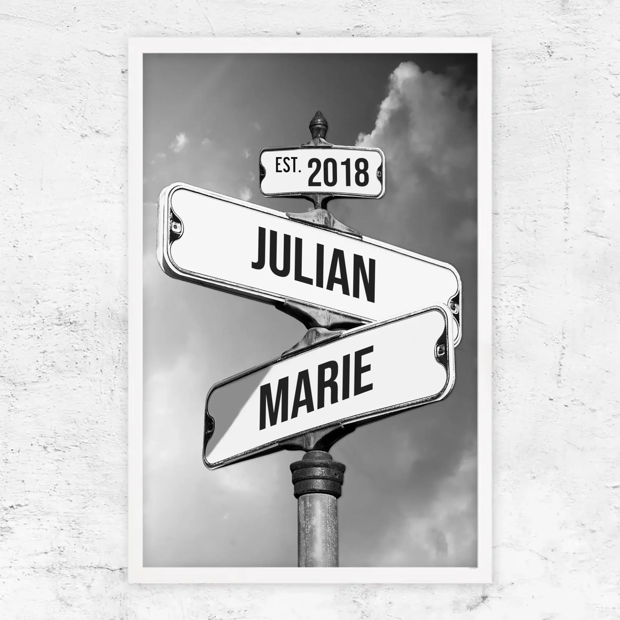 Personalisiertes Poster "Vintage Straßenschild für Paare"