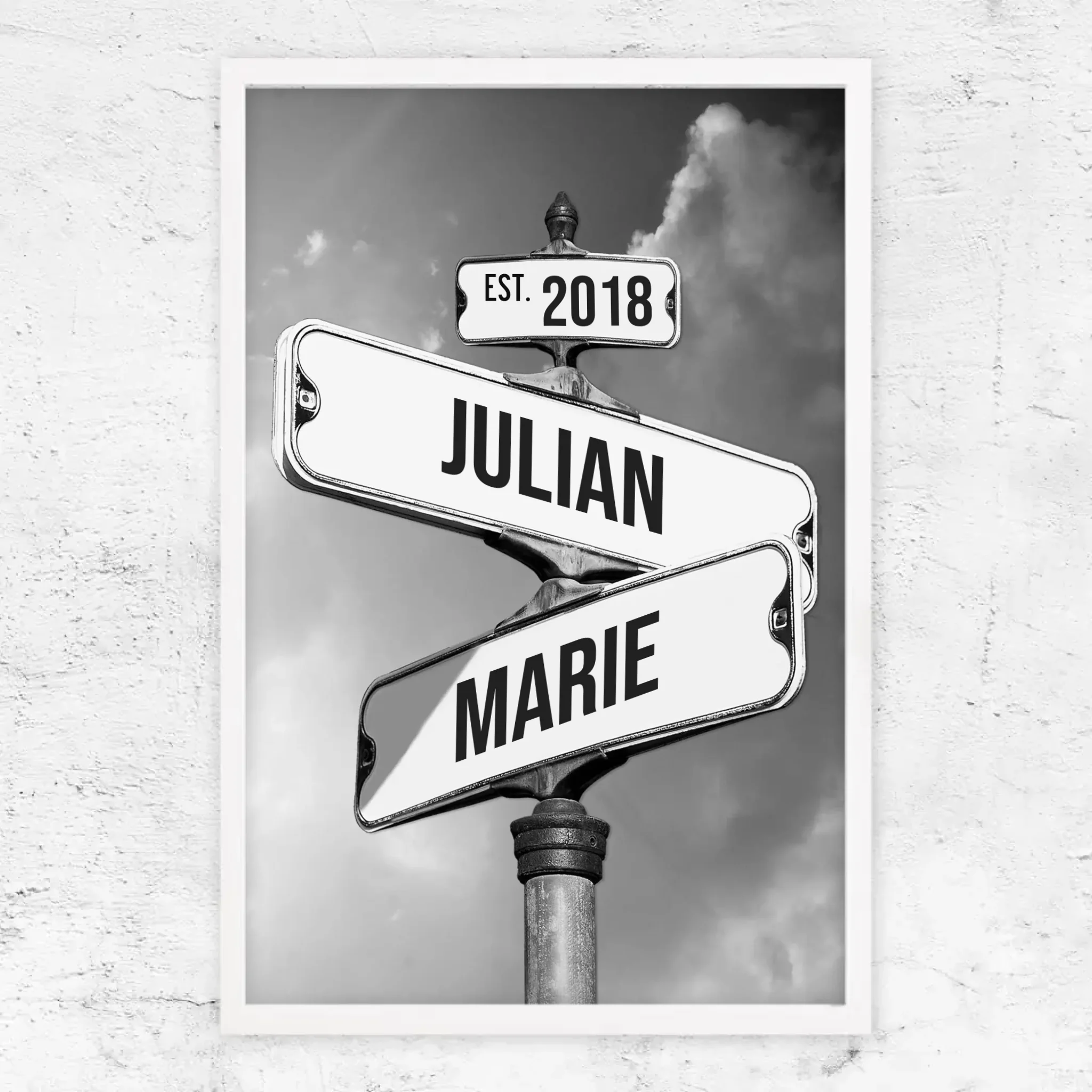 Personalisiertes Poster "Vintage Straßenschild für Paare"