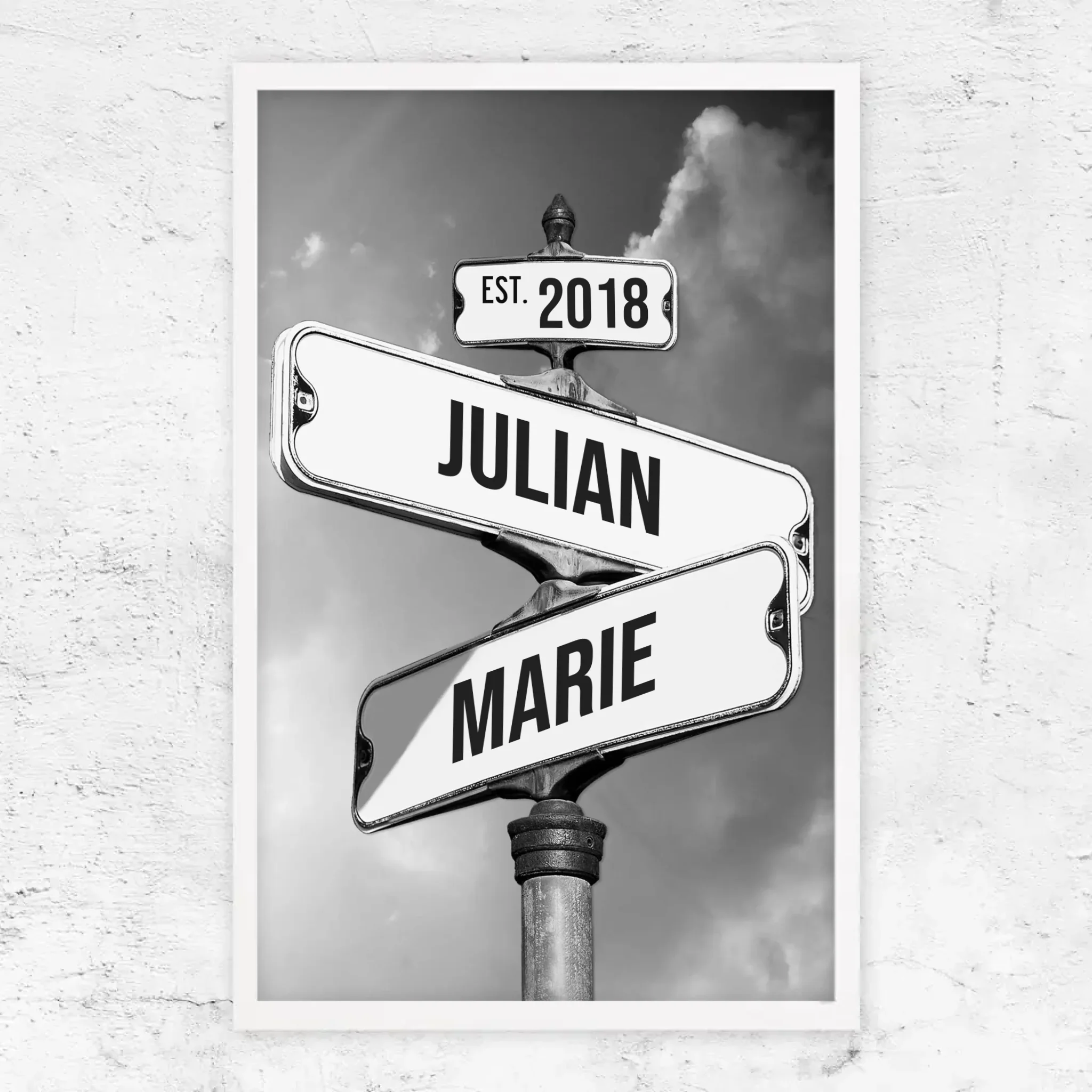 Personalisiertes Poster "Vintage Straßenschild für Paare"