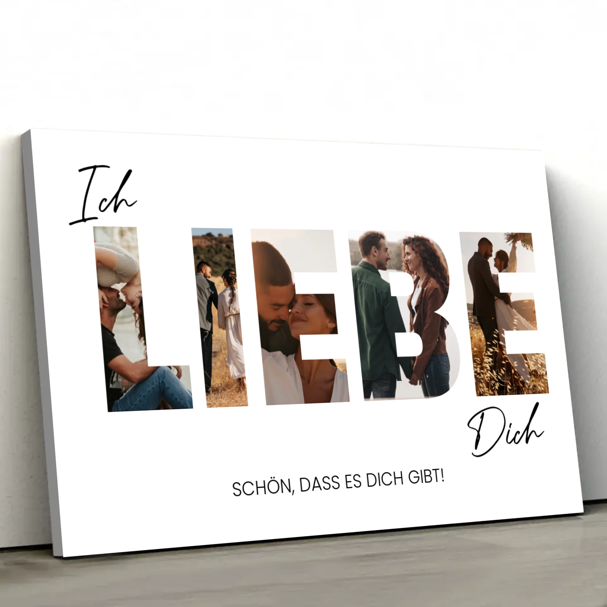 Personalisierte Leinwand "Ich liebe dich - Mit Fotos"