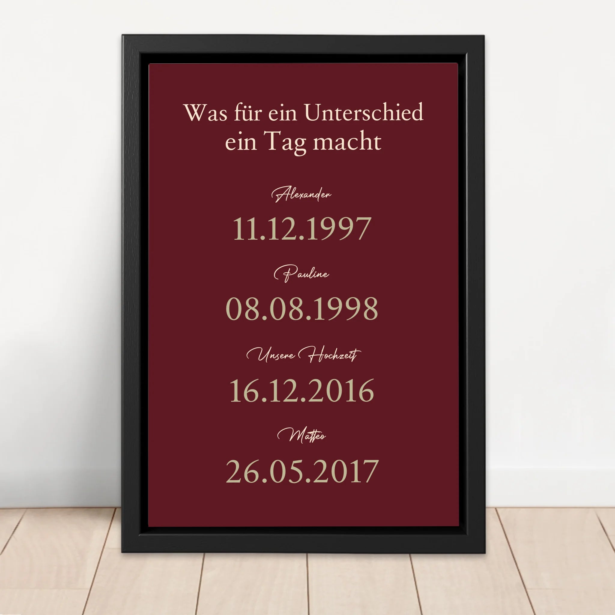 Personalisierte Leinwand "Was für ein Unterschied ein Tag macht"