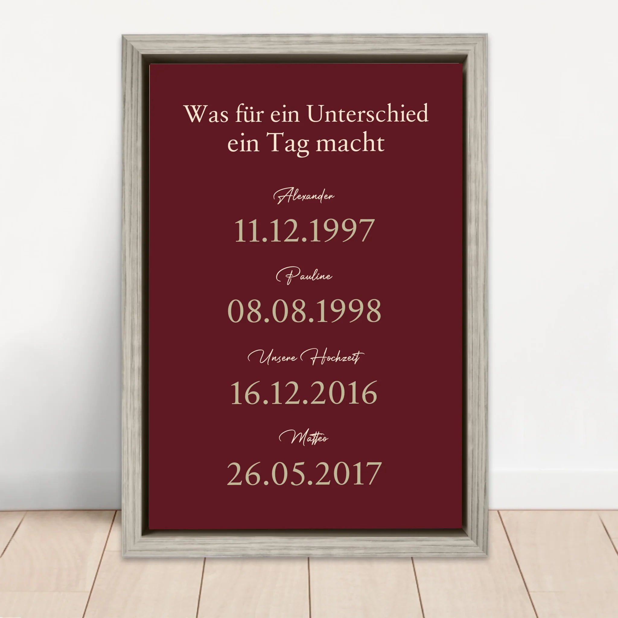 Personalisierte Leinwand "Was für ein Unterschied ein Tag macht"
