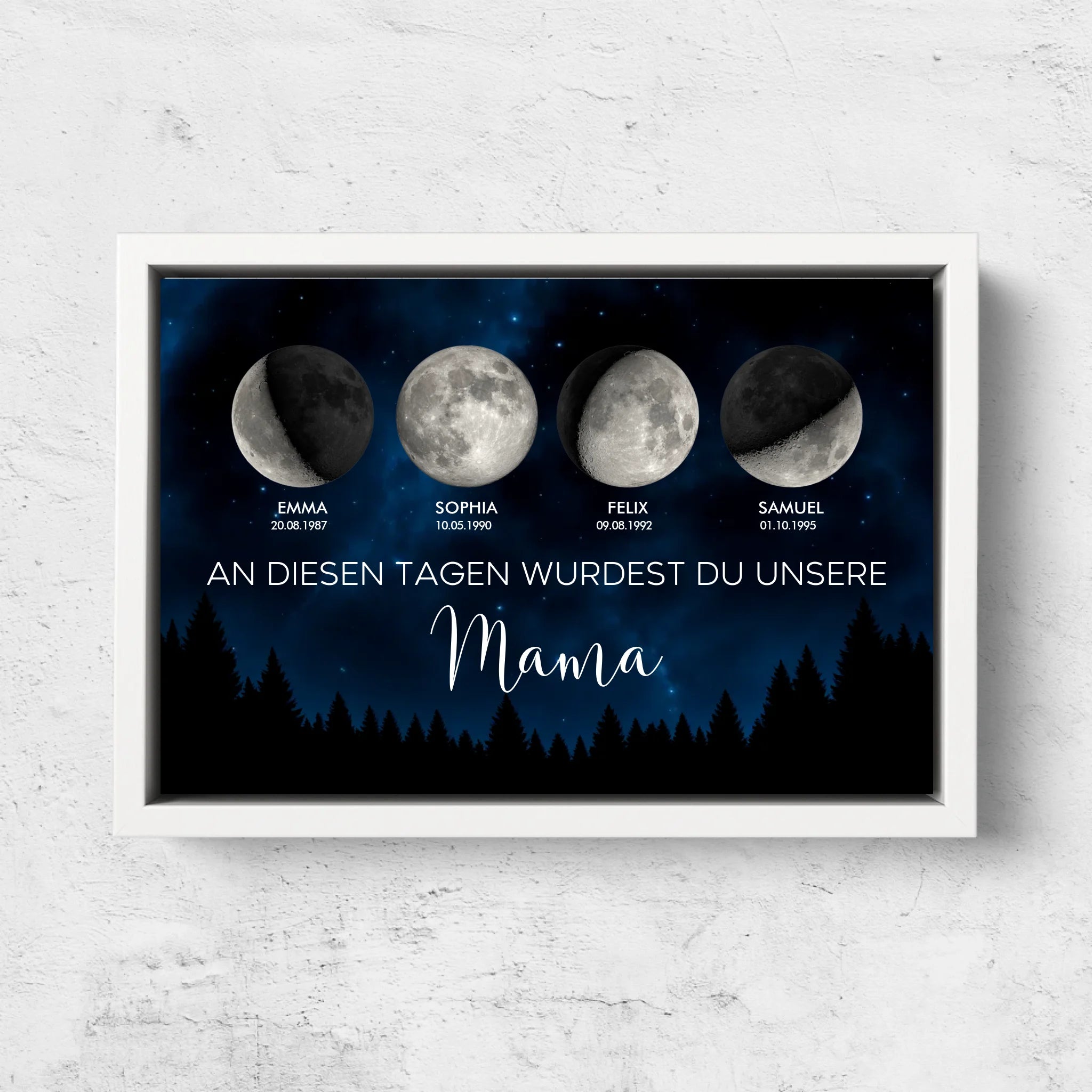 Personalisierte Leinwand "Mondphase - An diesen Tagen wurdest du unsere Mama"