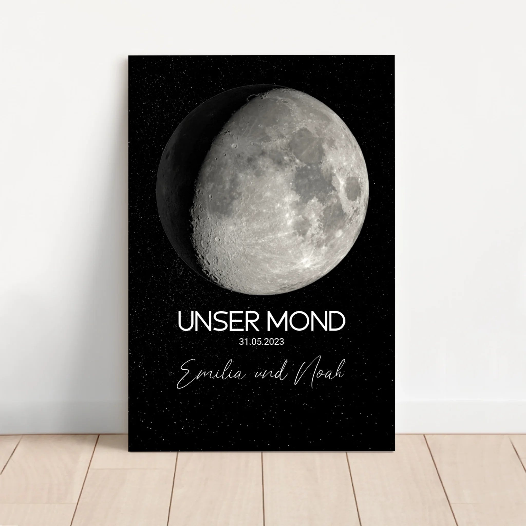 Personalisierte Leinwand "Mondphase für besonderen Anlass"