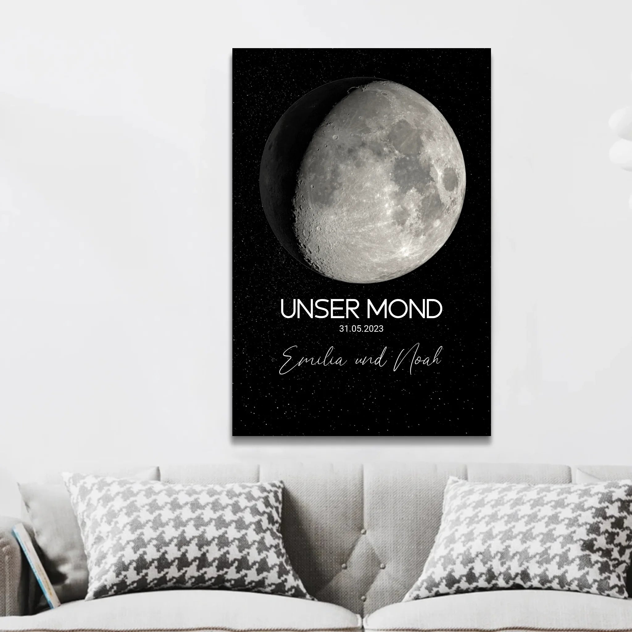 Personalisierte Leinwand "Mondphase für besonderen Anlass"