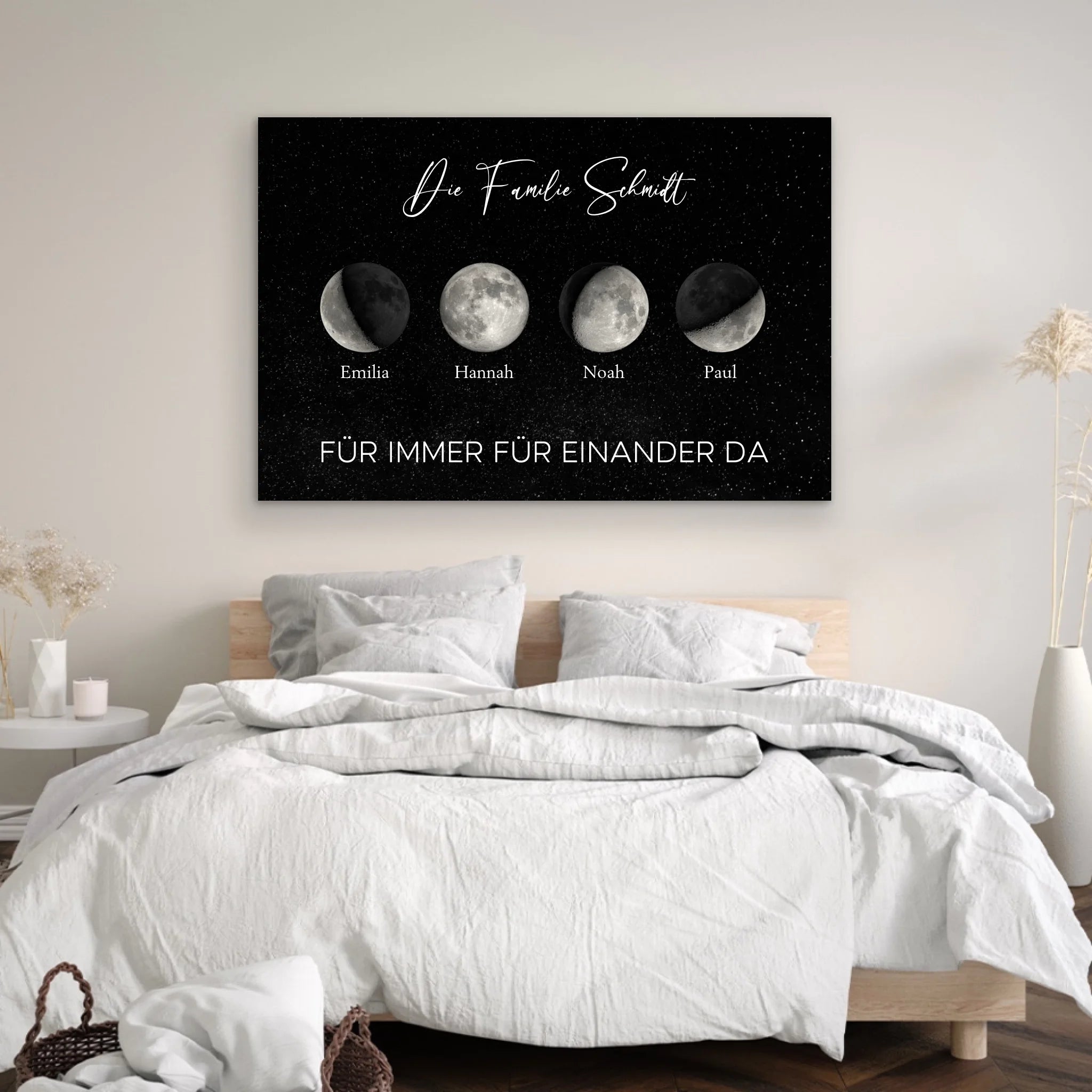 Personalisierte Leinwand "Mondphase für Familien"