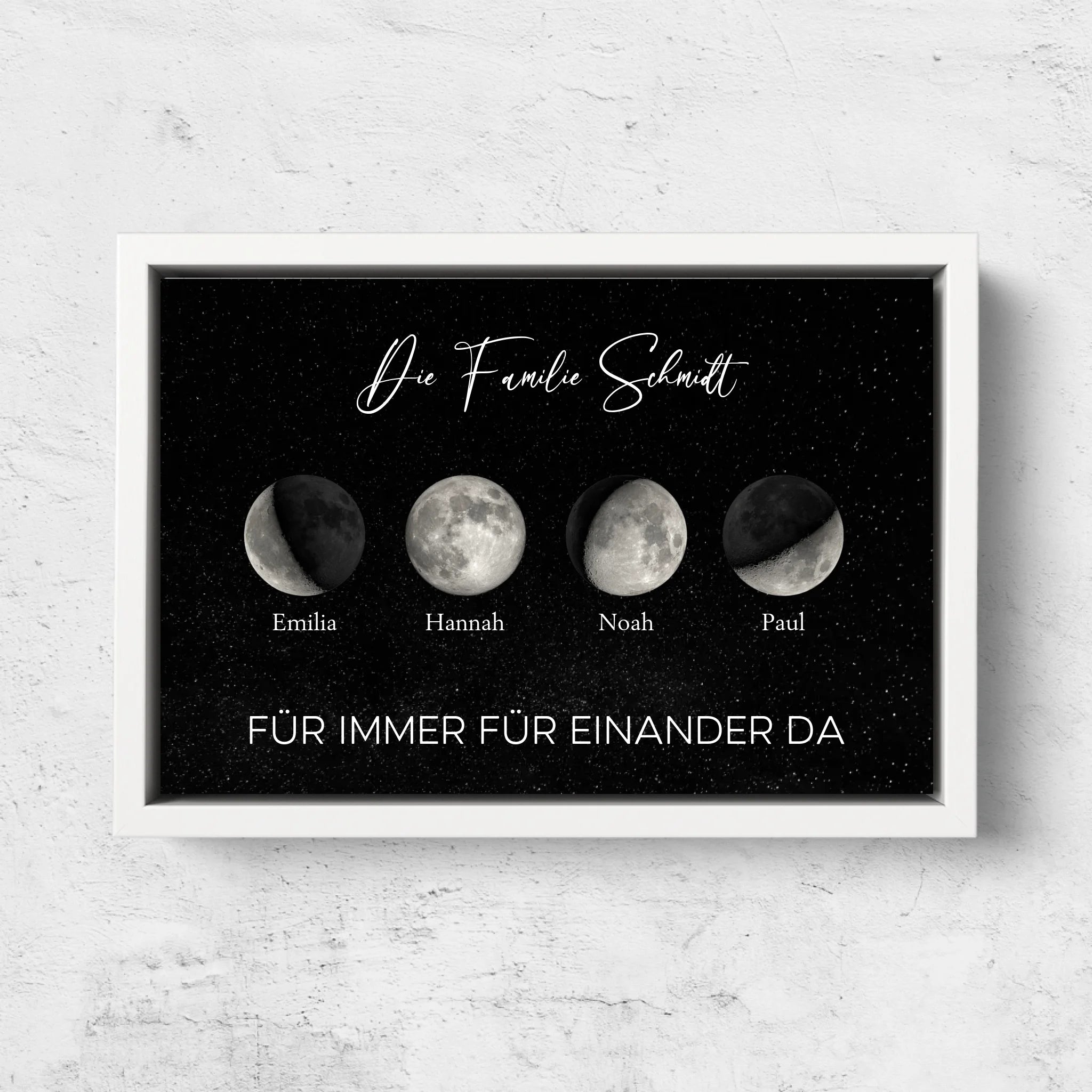 Personalisierte Leinwand "Mondphase für Familien"