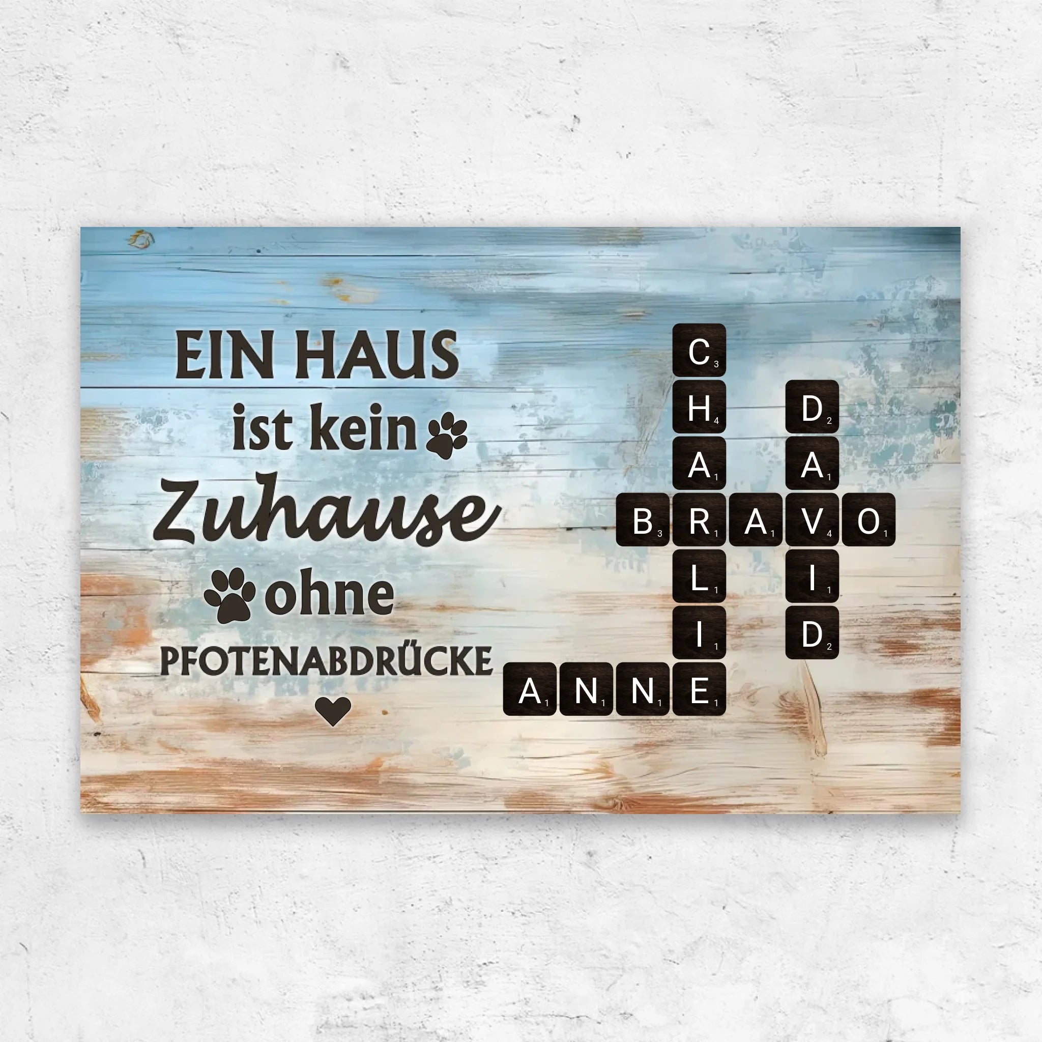 Personalisierte Leinwand "Ein Haus ist kein Zuhause ohne Pfotenabdrücke"