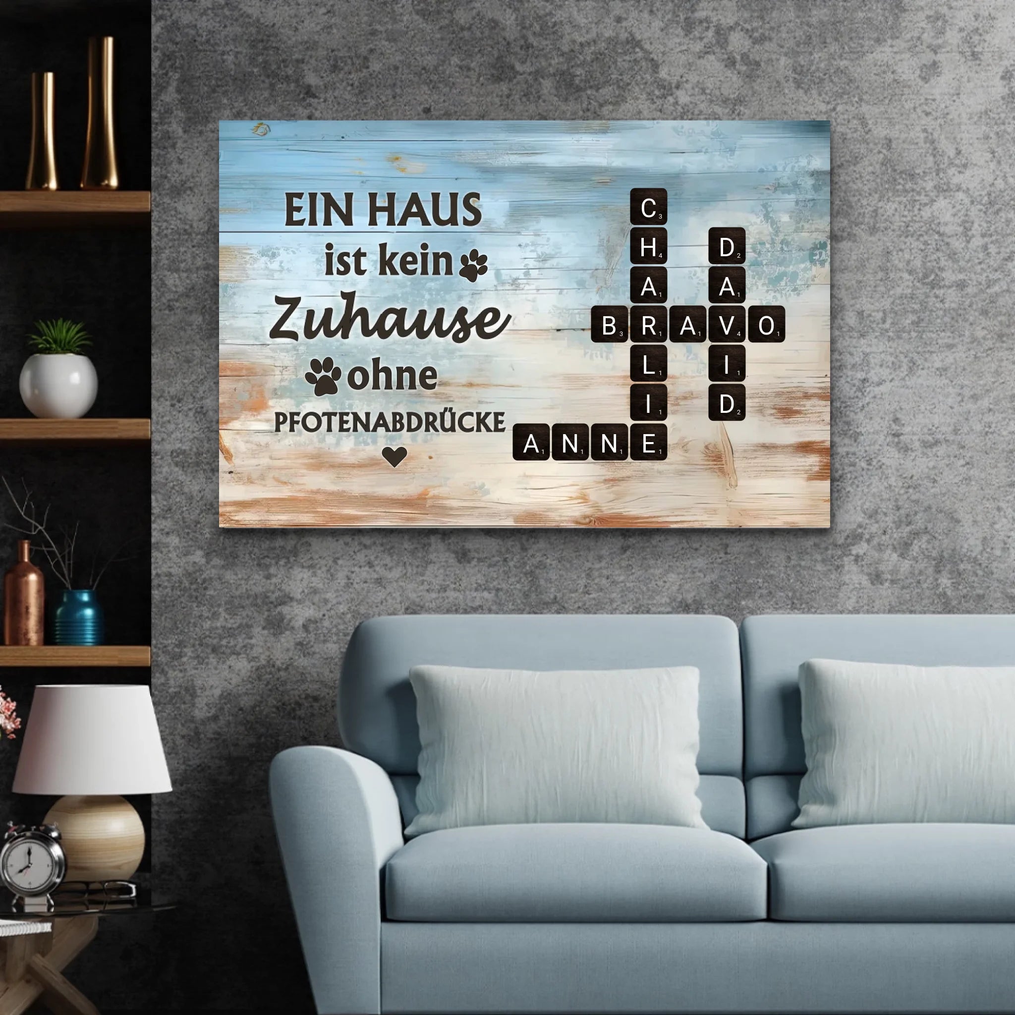Personalisierte Leinwand "Ein Haus ist kein Zuhause ohne Pfotenabdrücke"