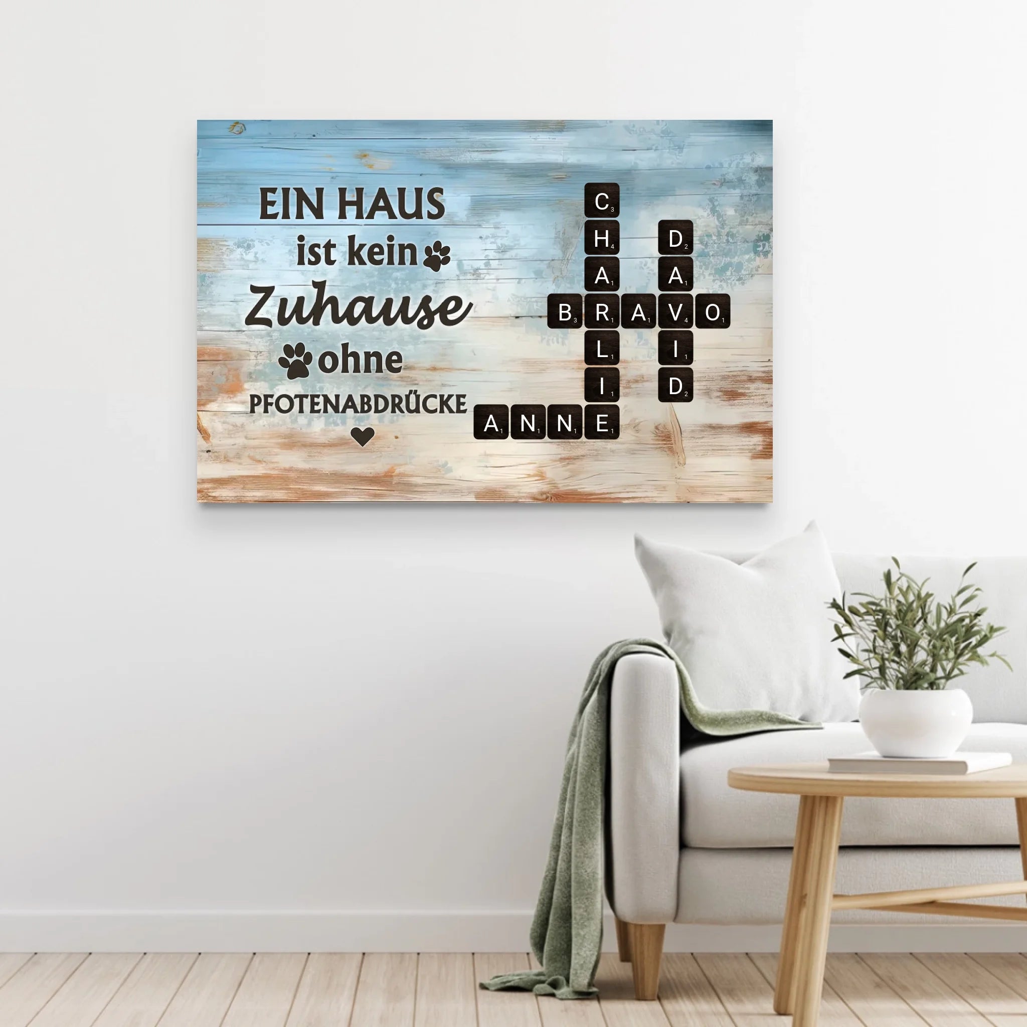Personalisierte Leinwand "Ein Haus ist kein Zuhause ohne Pfotenabdrücke"