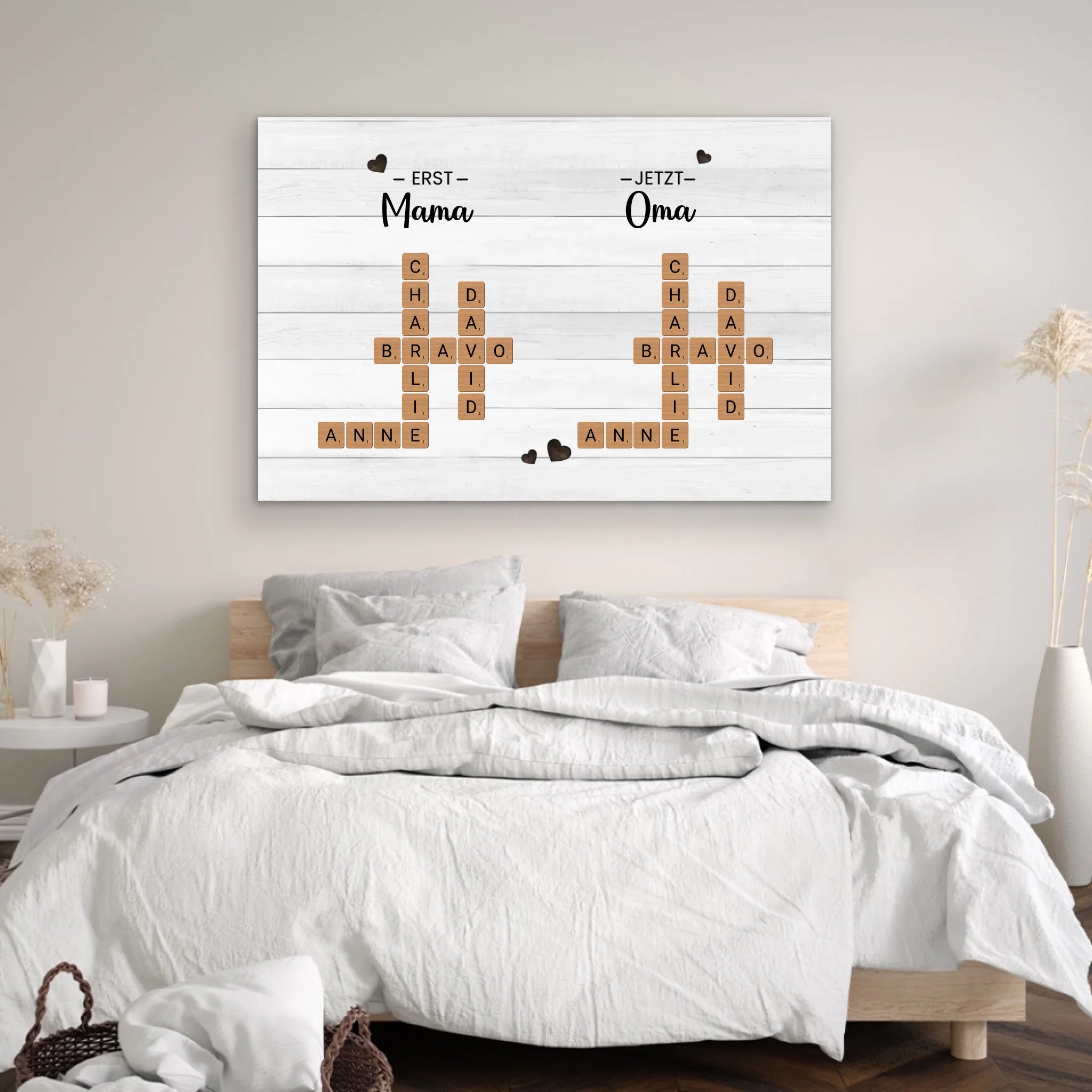 Personalisierte Leinwand "Erst mama, Jetzt Oma - Kreuzworträtsel"