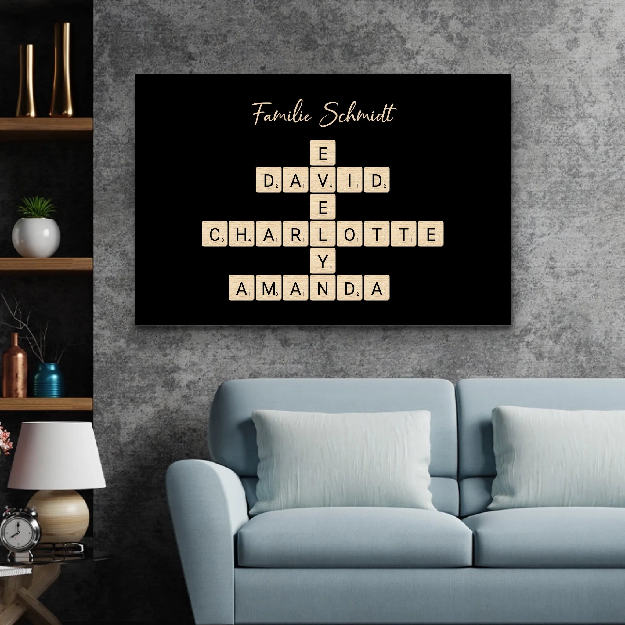 Personalisierte Leinwand "Familien-Kreuzworträtsel - Horizontal"