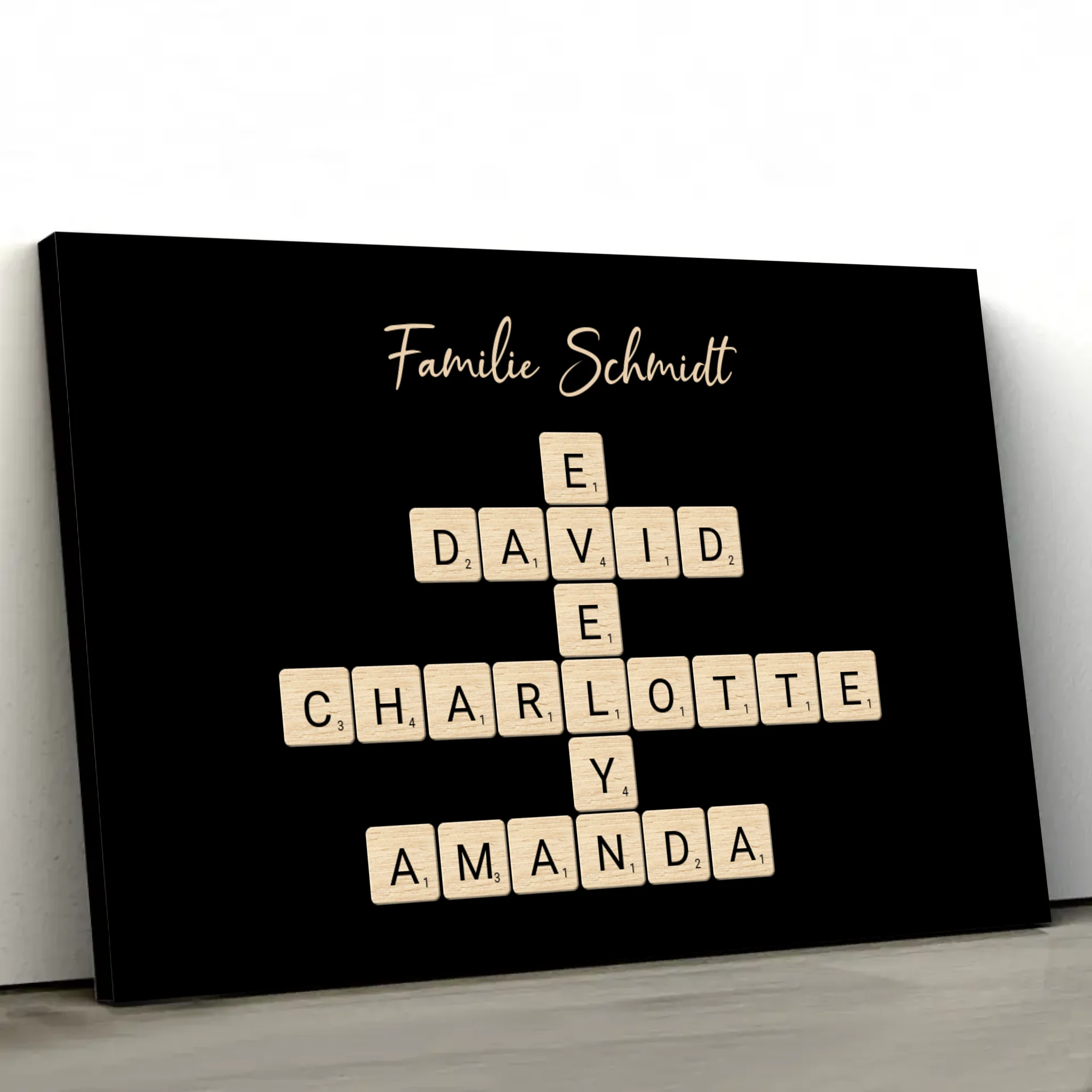 Personalisierte Leinwand "Familien-Kreuzworträtsel - Horizontal"
