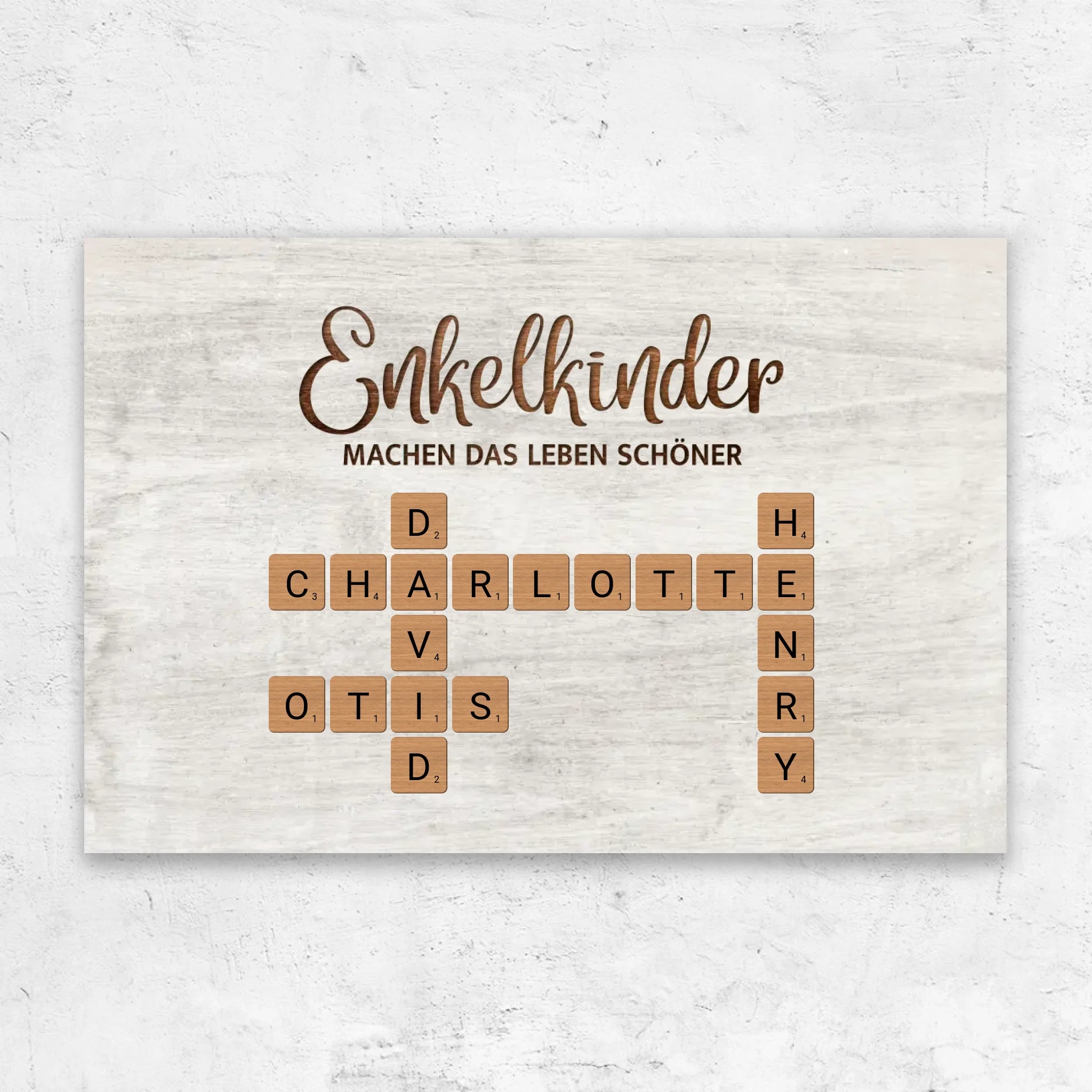 Personalisierte Leinwand "Enkelkinder machen das Leben schöner - Kreuzworträtsel"