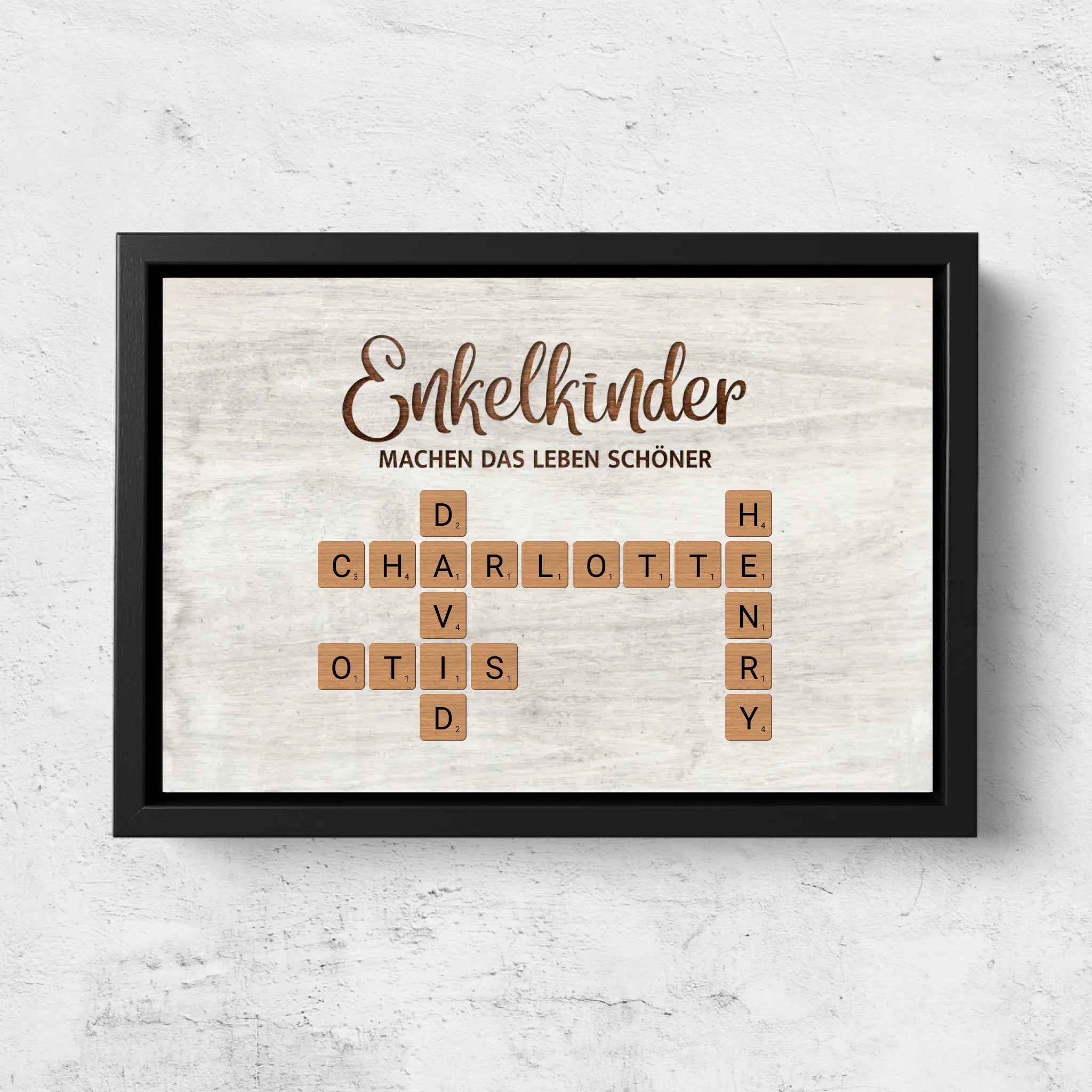 Personalisierte Leinwand "Enkelkinder machen das Leben schöner - Kreuzworträtsel"