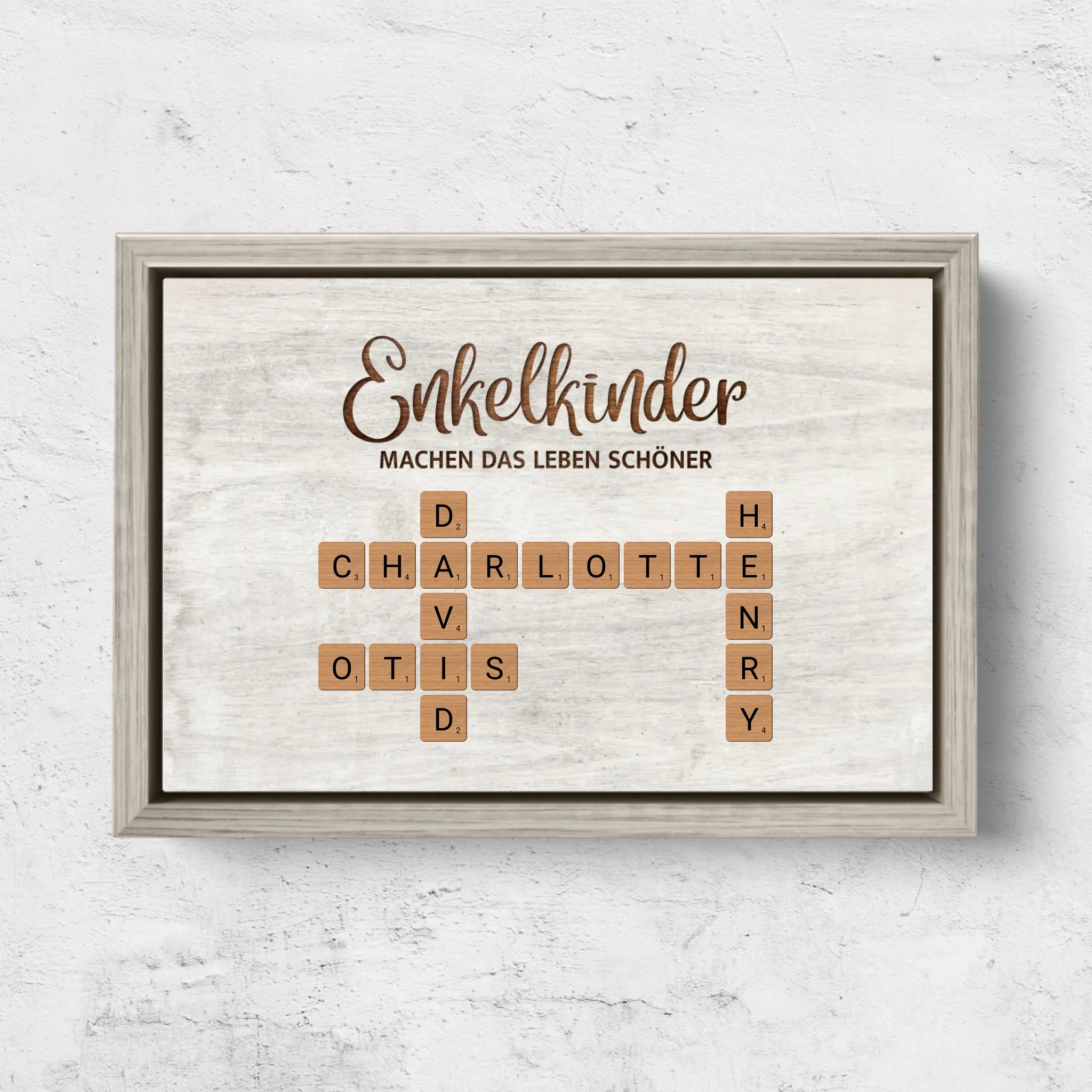 Personalisierte Leinwand "Enkelkinder machen das Leben schöner - Kreuzworträtsel"