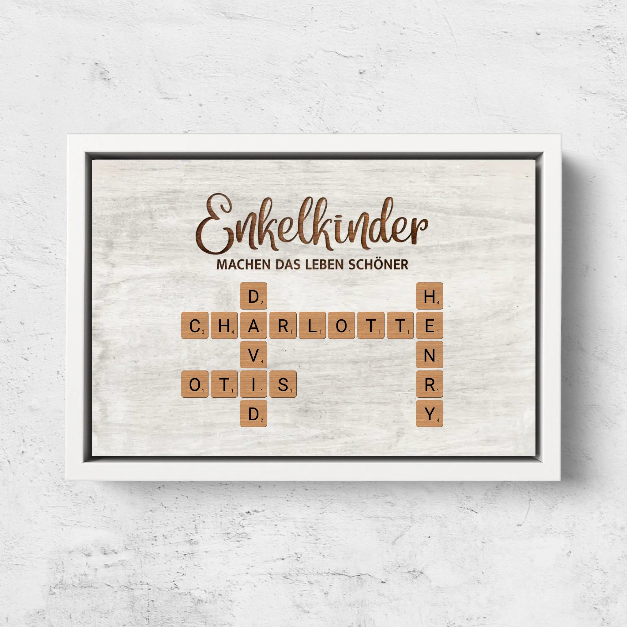 Personalisierte Leinwand "Enkelkinder machen das Leben schöner - Kreuzworträtsel"