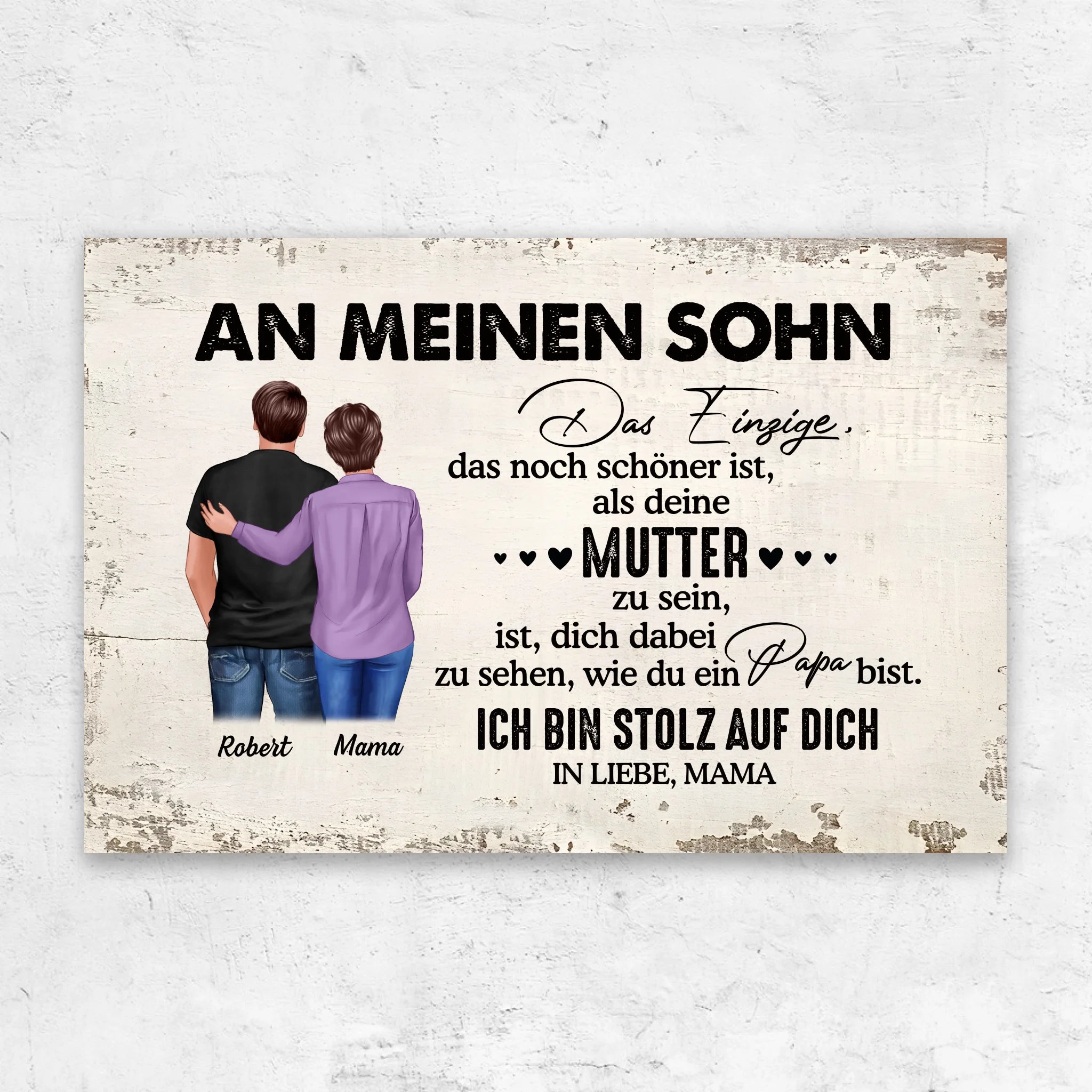 Personalisierte Leinwand "Von Mutter zu Sohn - Vatertagsgeschenk"