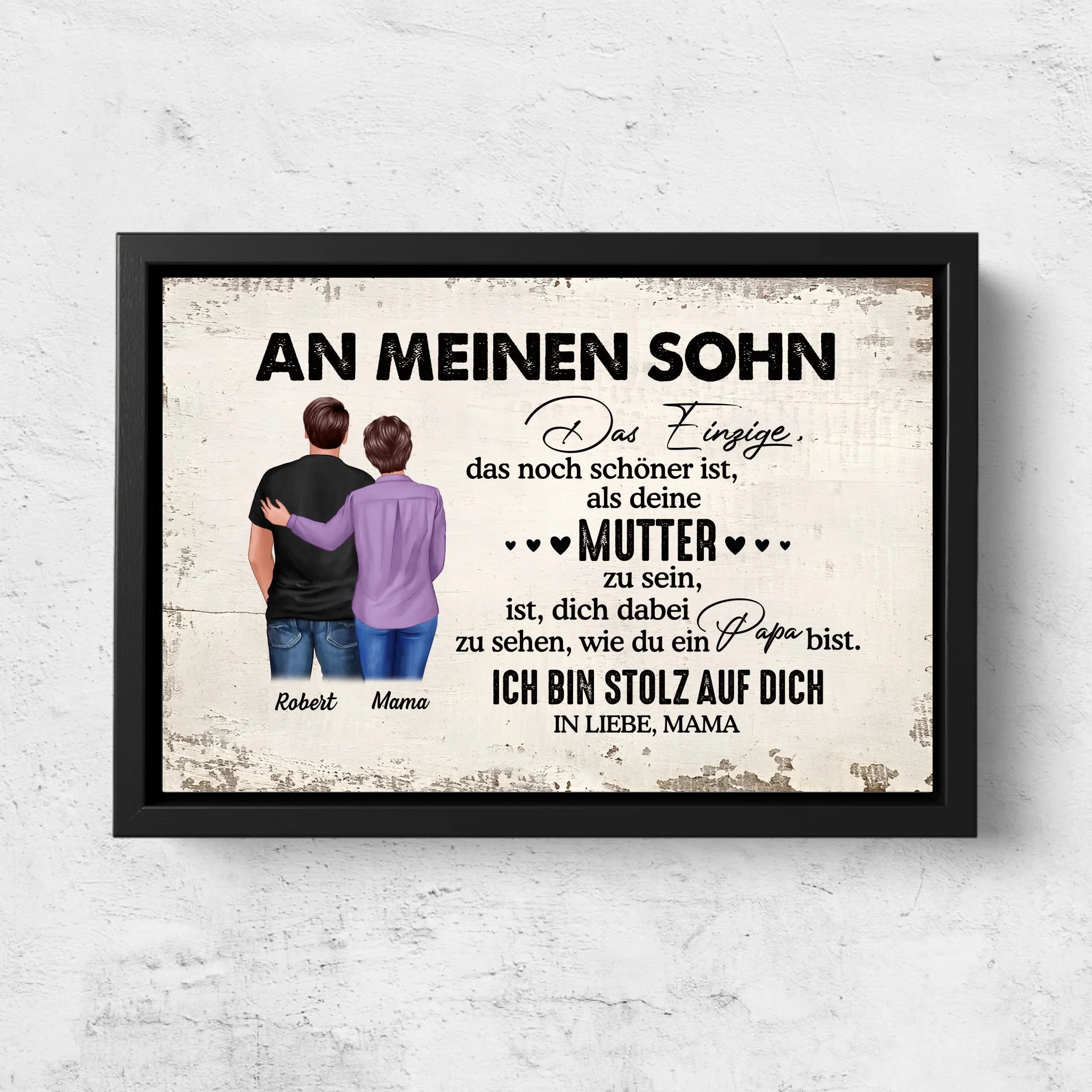Personalisierte Leinwand "Von Mutter zu Sohn - Vatertagsgeschenk"