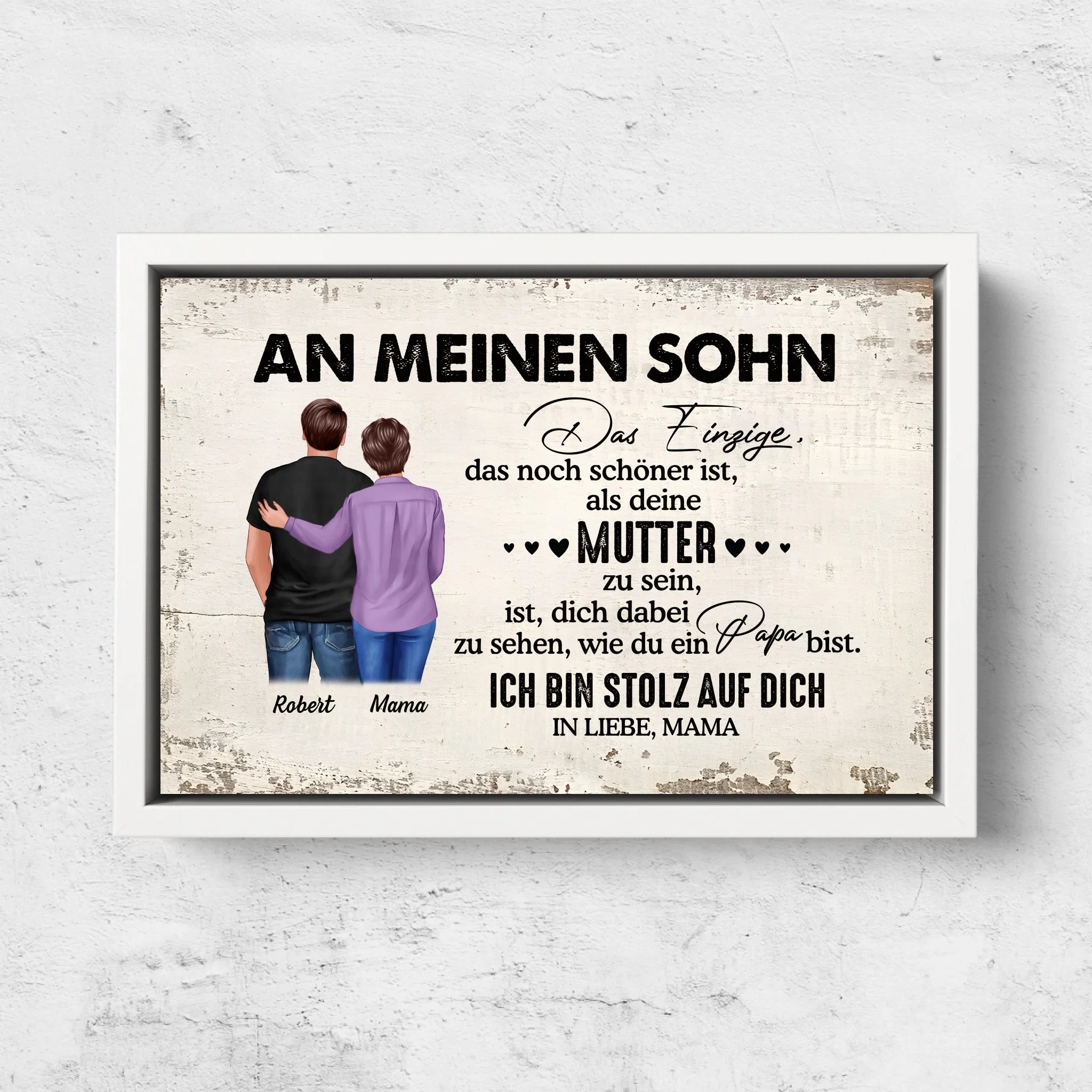 Personalisierte Leinwand "Von Mutter zu Sohn - Vatertagsgeschenk"