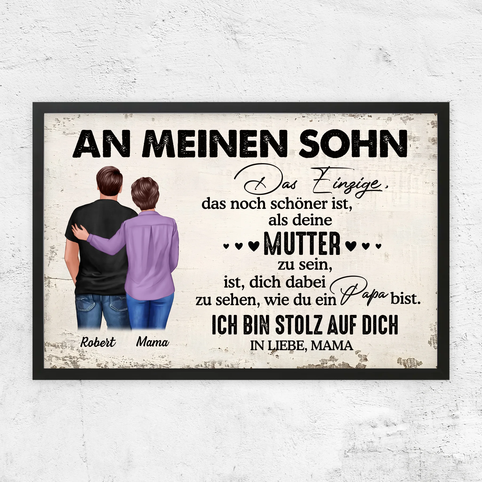 Personalisiertes Poster "Von Mutter zu Sohn - Vatertagsgeschenk"