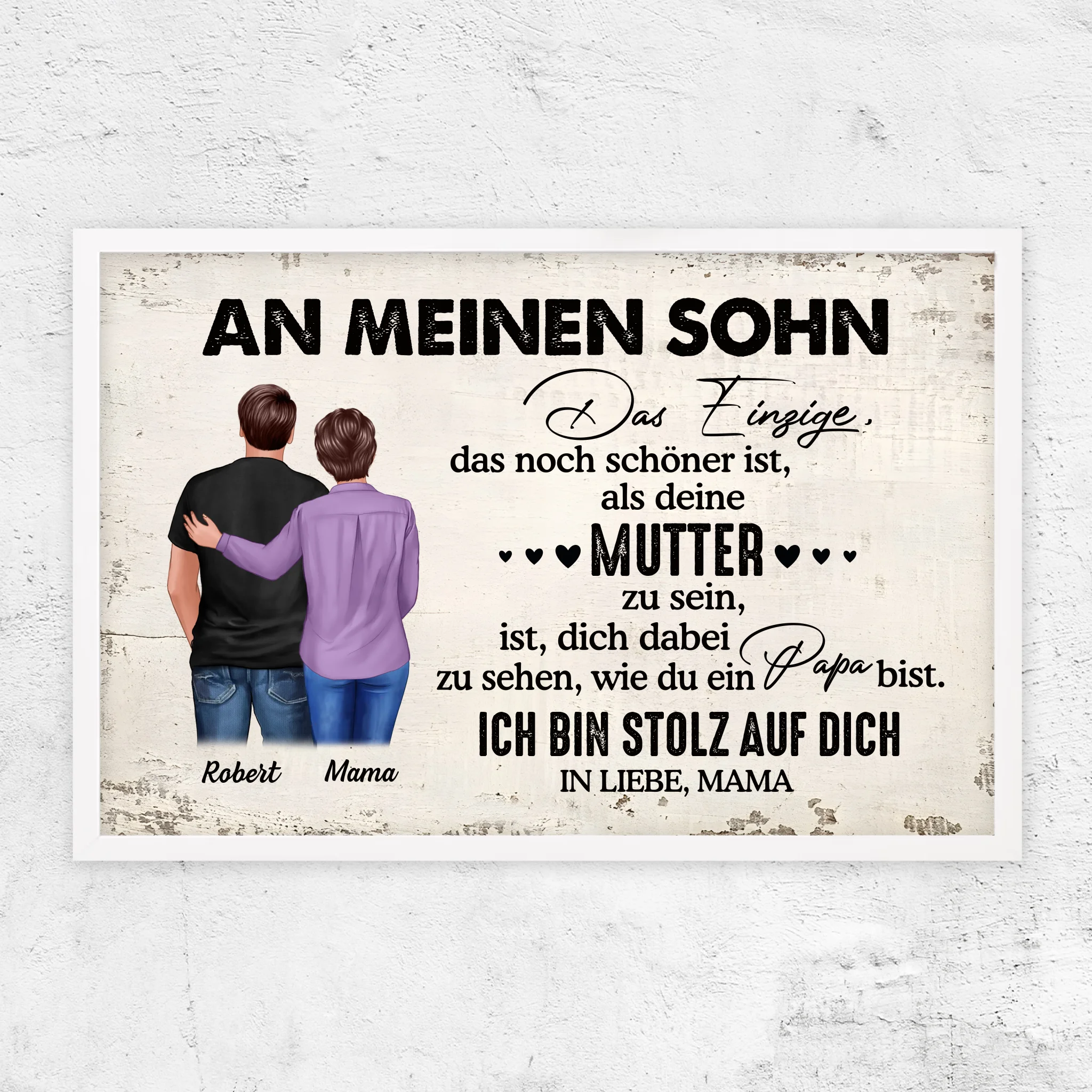 Personalisiertes Poster "Von Mutter zu Sohn - Vatertagsgeschenk"