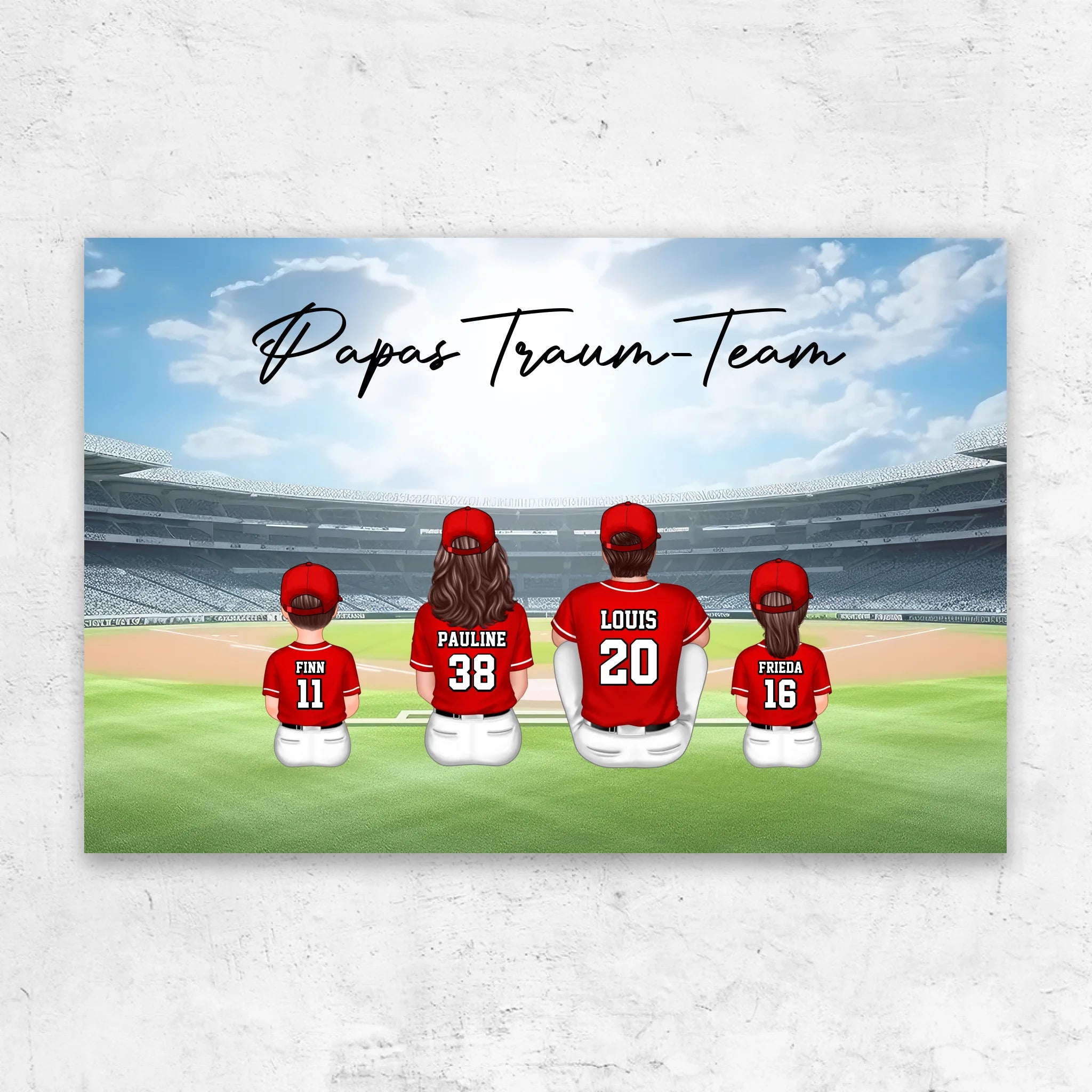Personalisierte Leinwand "Papas Traum-Team - Baseball"