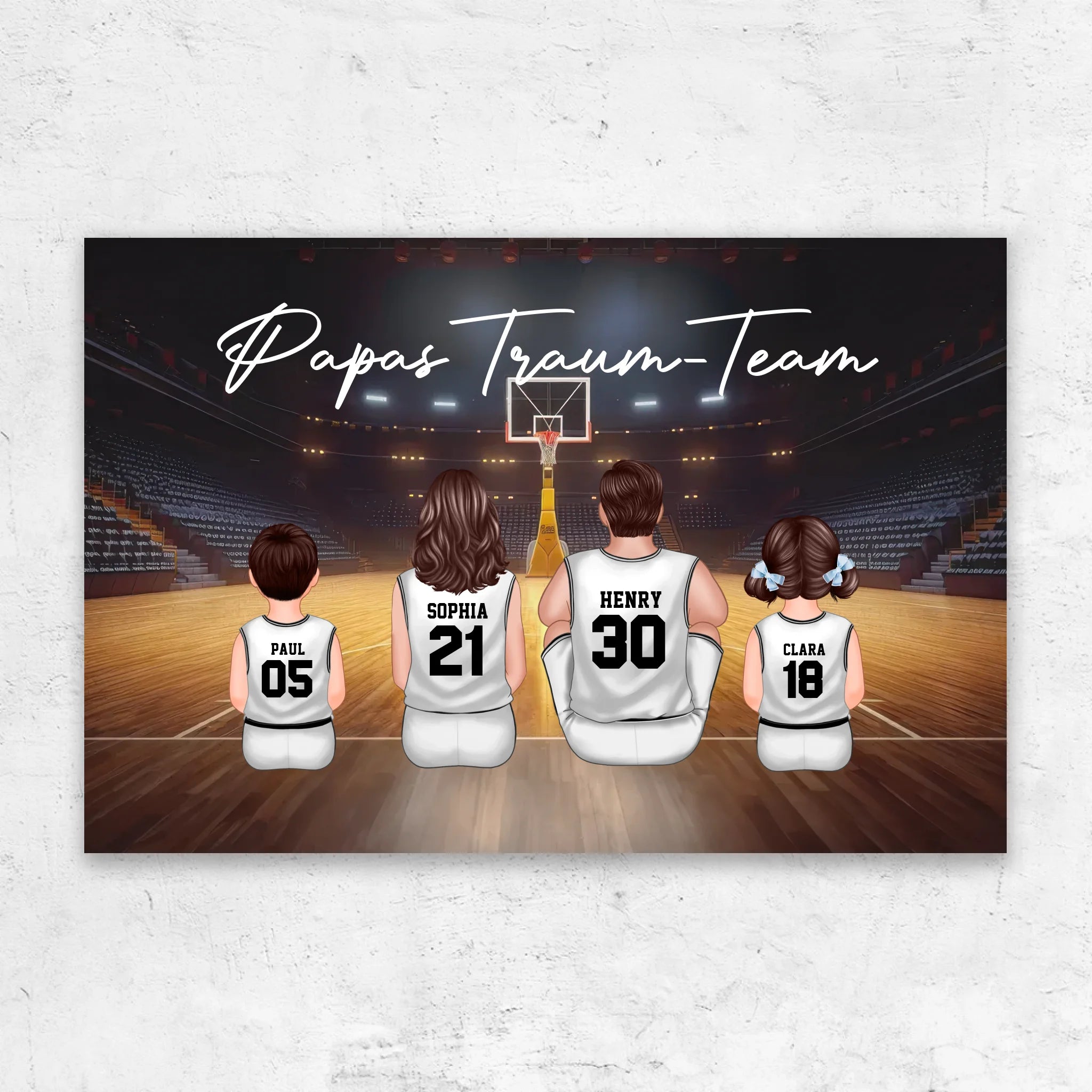 Personalisierte Leinwand "Papas Traum-Team - Basketball"