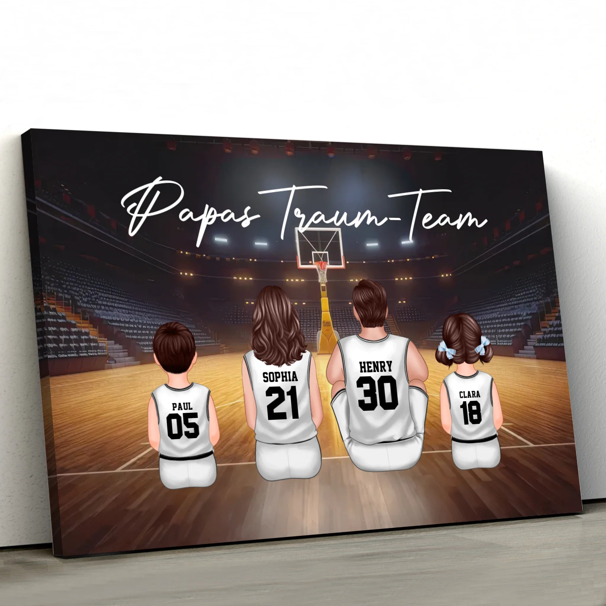 Personalisierte Leinwand "Papas Traum-Team - Basketball"