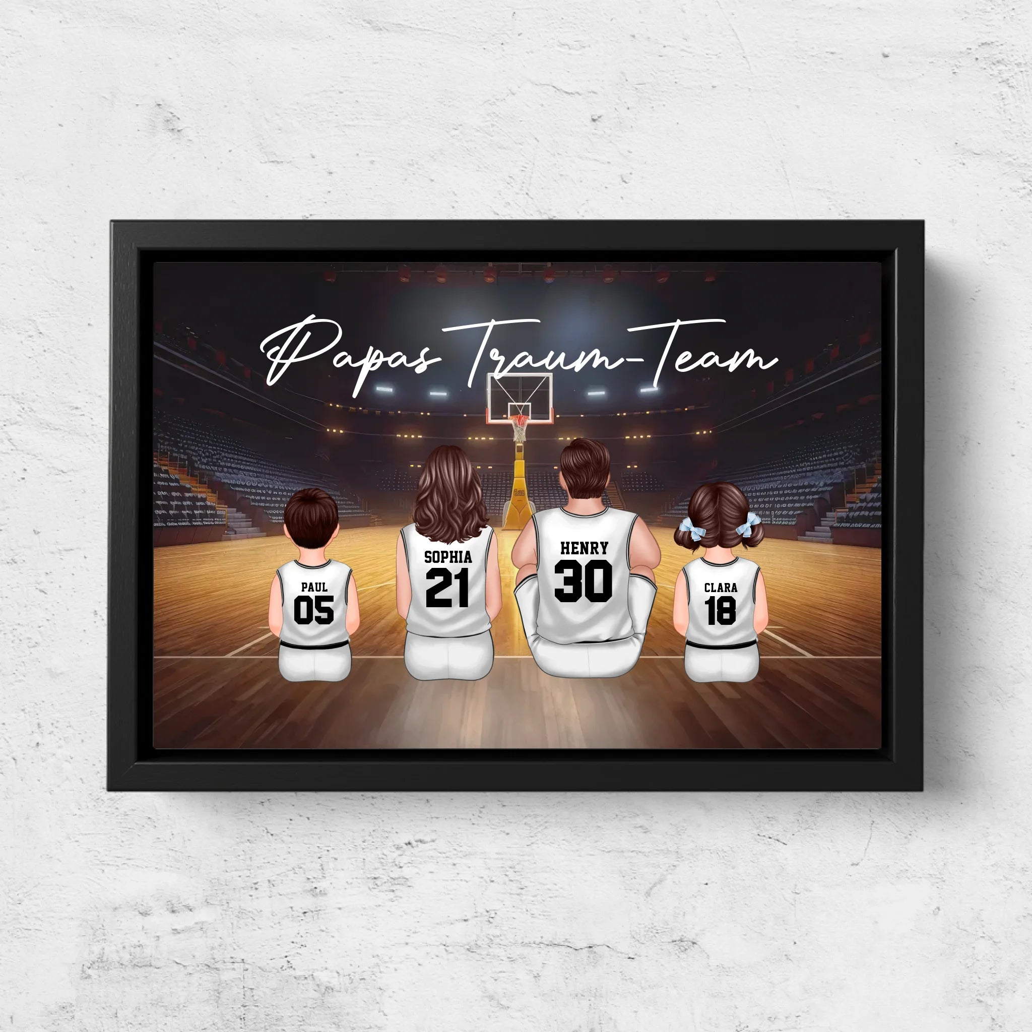 Personalisierte Leinwand "Papas Traum-Team - Basketball"
