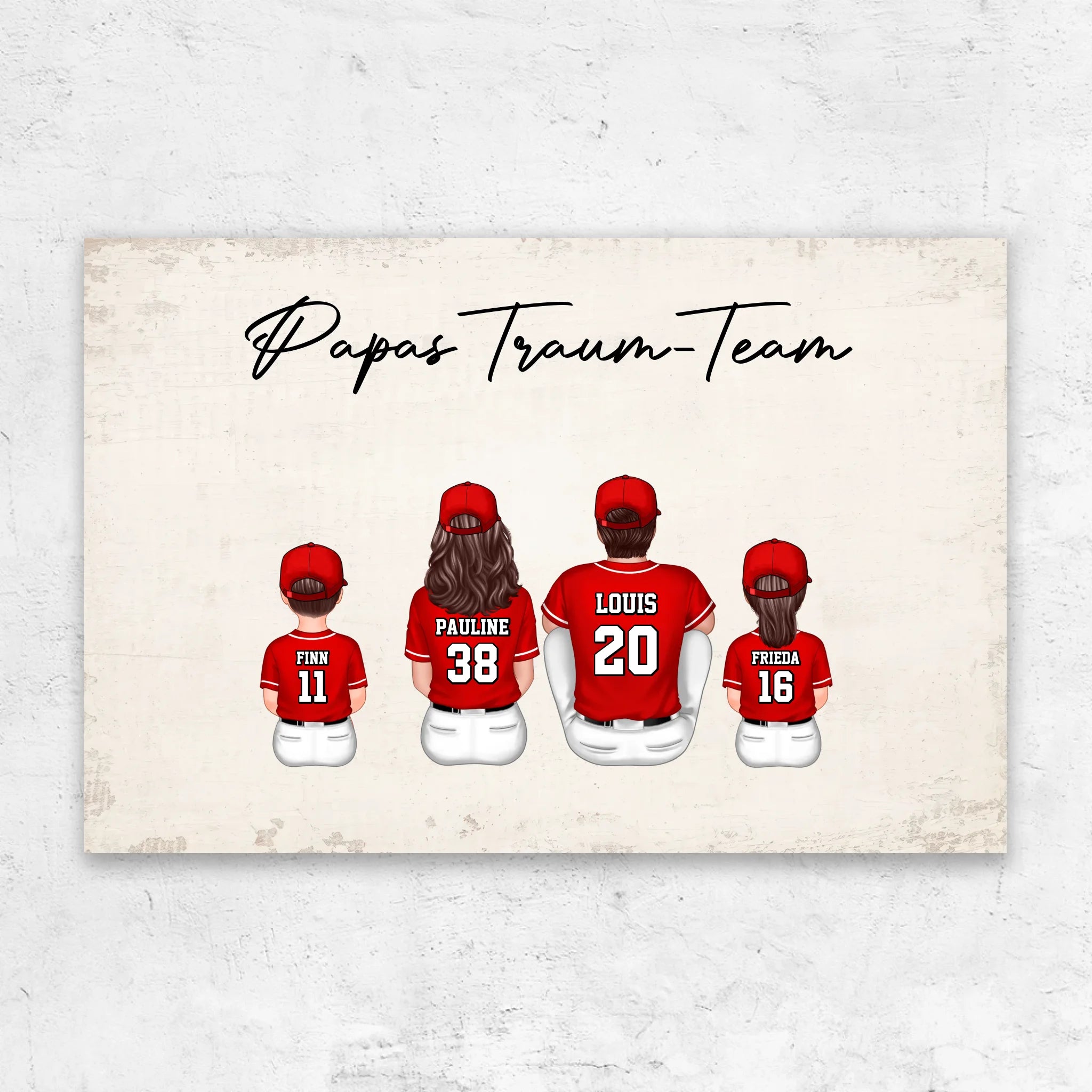 Personalisierte Leinwand "Papas Traum-Team - Baseball"