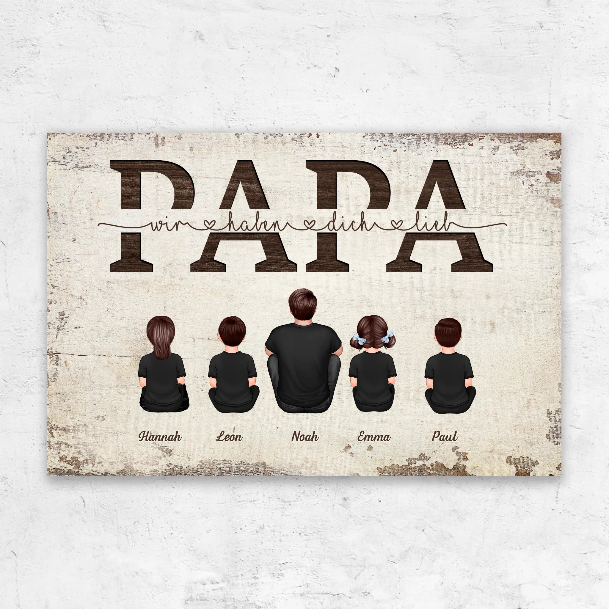 Personalisierte Leinwand "Papa, wir haben dich lieb - Mit Familienmitgliedern"
