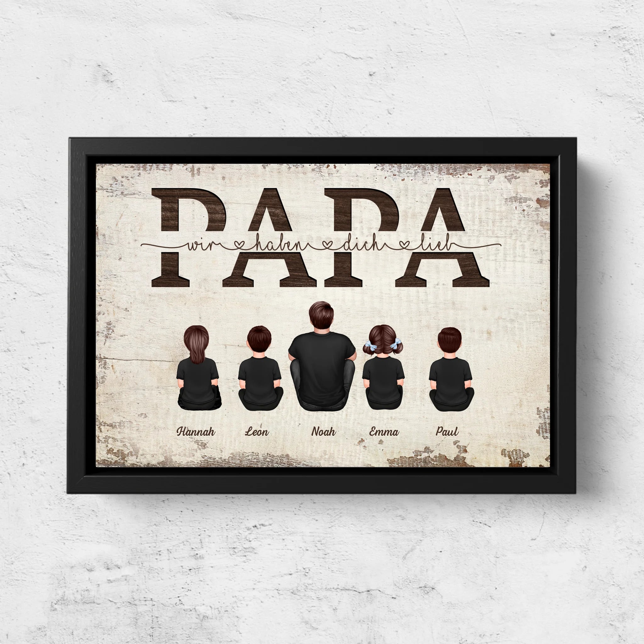 Personalisierte Leinwand "Papa, wir haben dich lieb - Mit Familienmitgliedern"