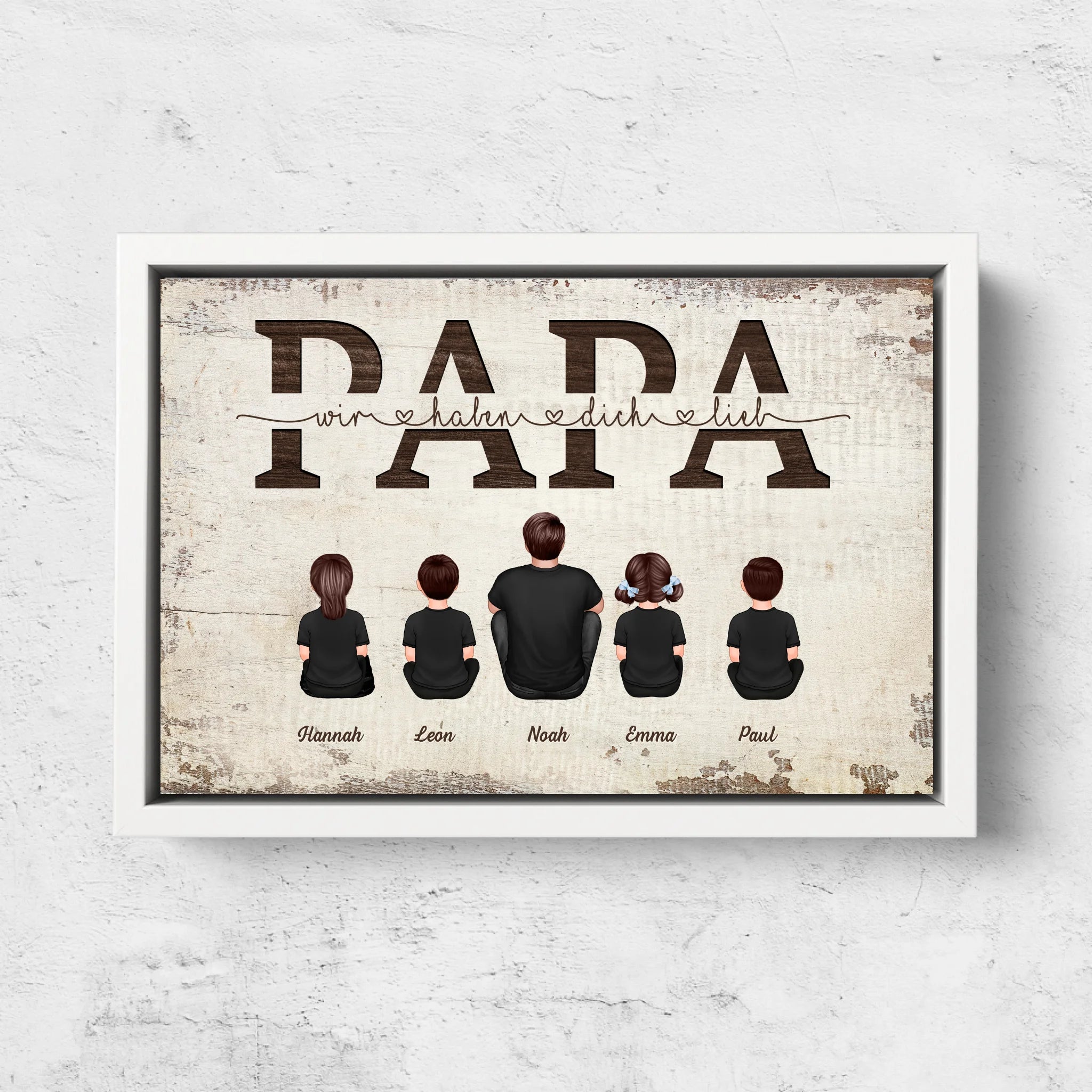Personalisierte Leinwand "Papa, wir haben dich lieb - Mit Familienmitgliedern"