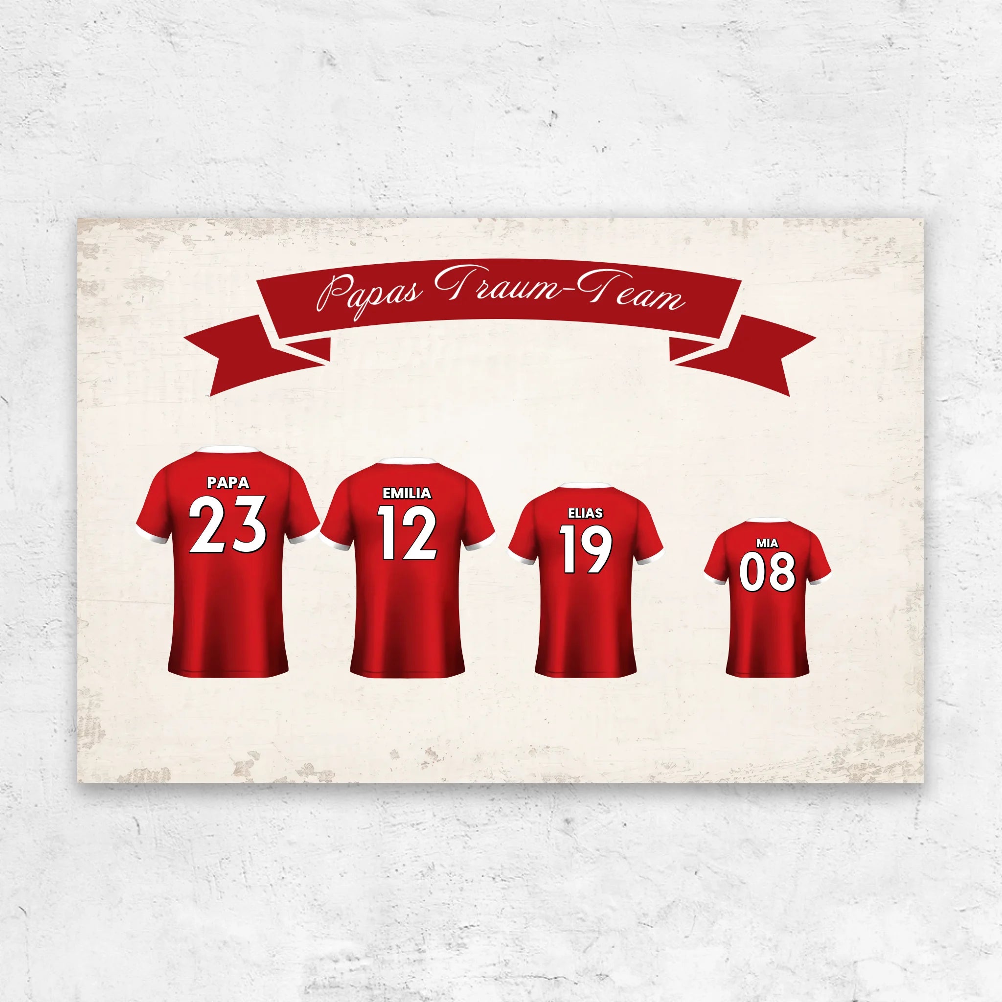 Personalisierte Leinwand "Papas Fußball Team mit personalisierbarem Trikot"