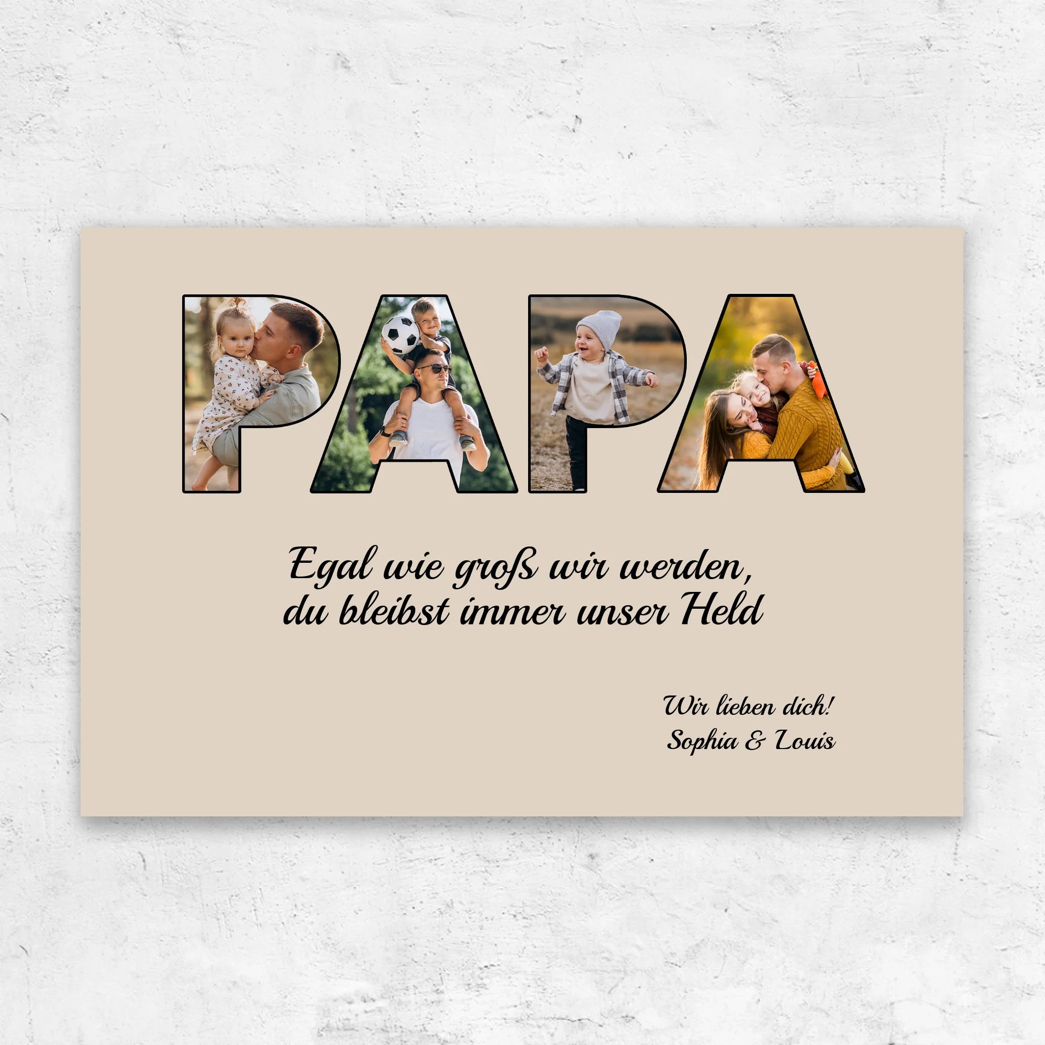 Personalisierte Leinwand "Papa bleibt mein Held"