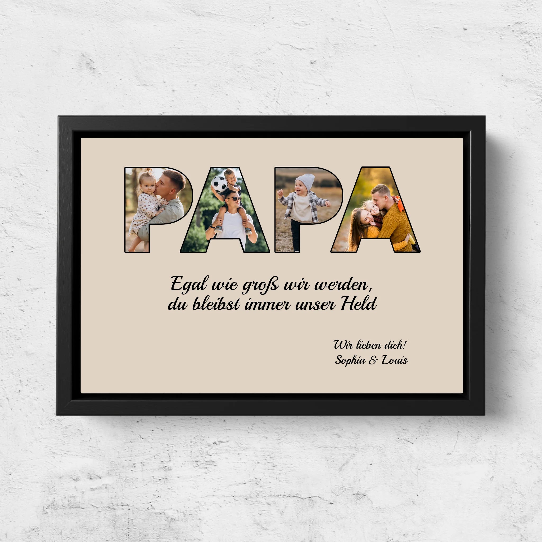 Personalisierte Leinwand "Papa bleibt mein Held"