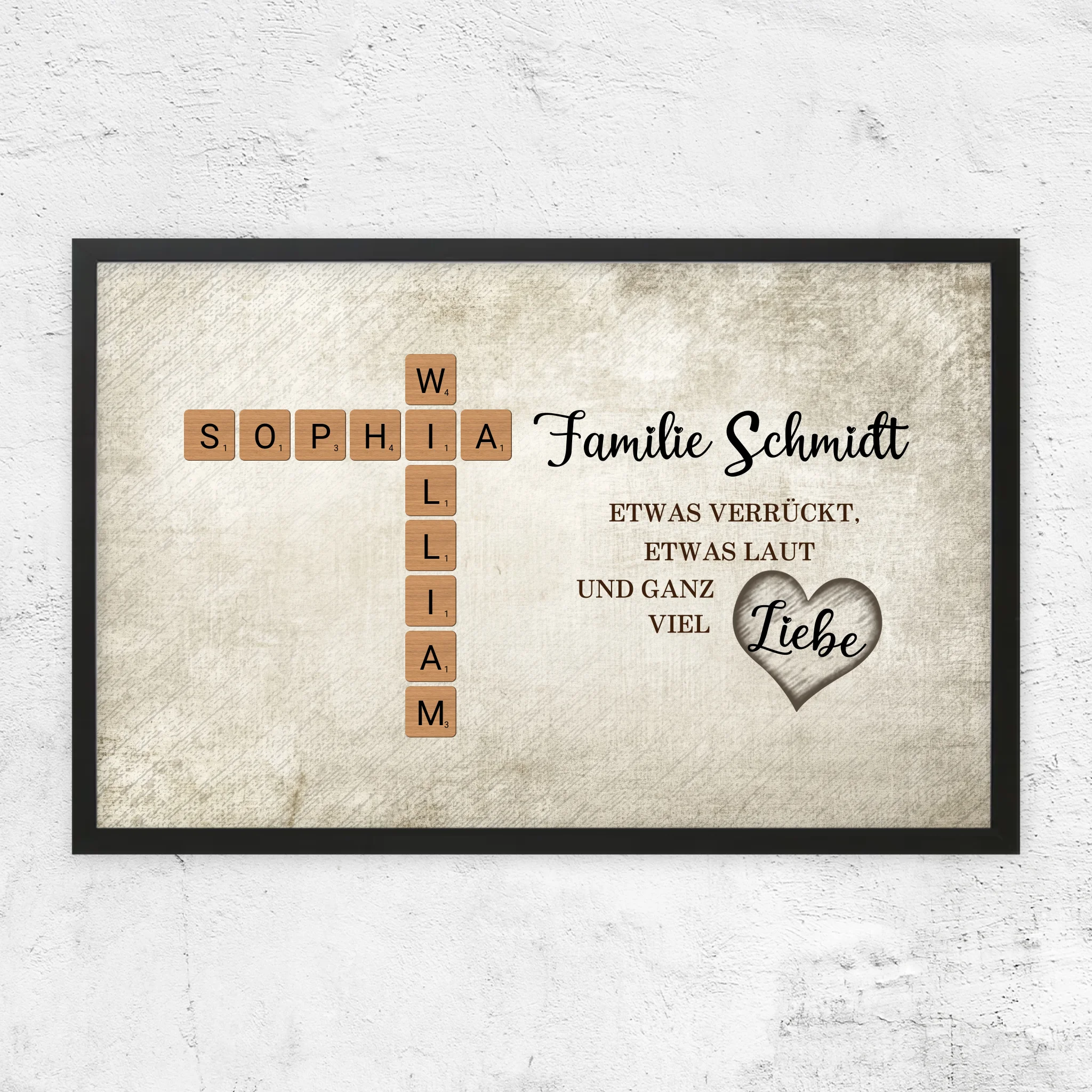 Personalisiertes Poster "Etwas verrückt, etwas laut und ganz viel Liebe - Kreuzworträtsel"