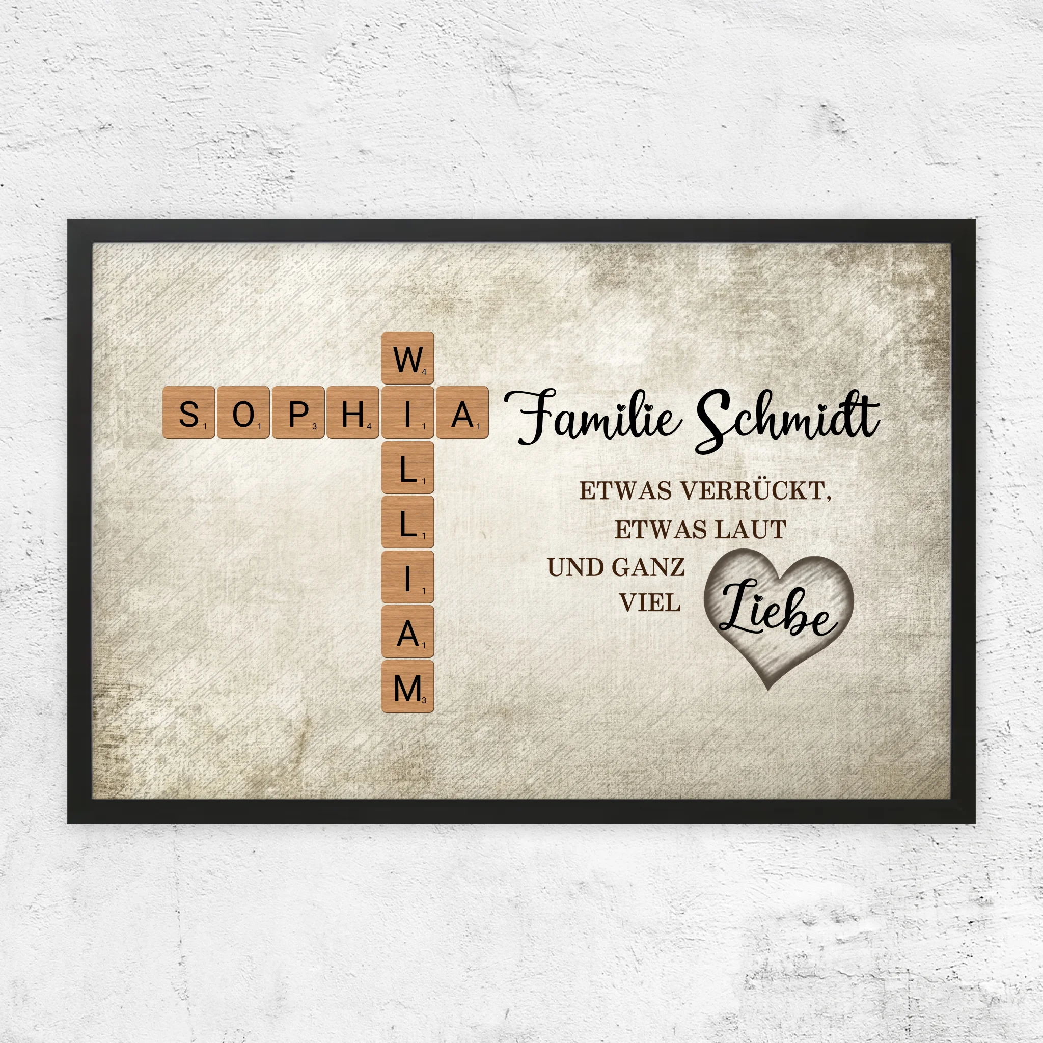 Personalisiertes Poster "Etwas verrückt, etwas laut und ganz viel Liebe - Kreuzworträtsel"
