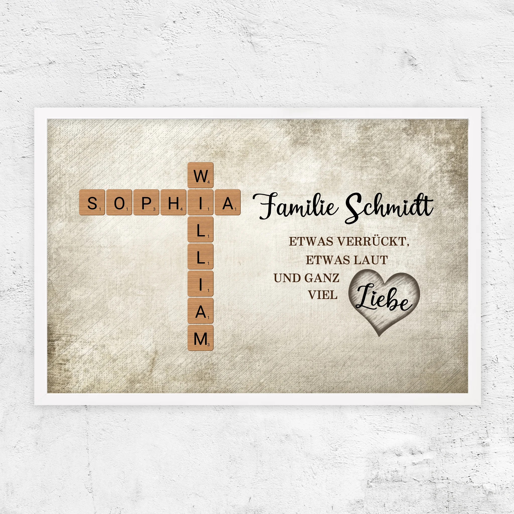 Personalisiertes Poster "Etwas verrückt, etwas laut und ganz viel Liebe - Kreuzworträtsel"
