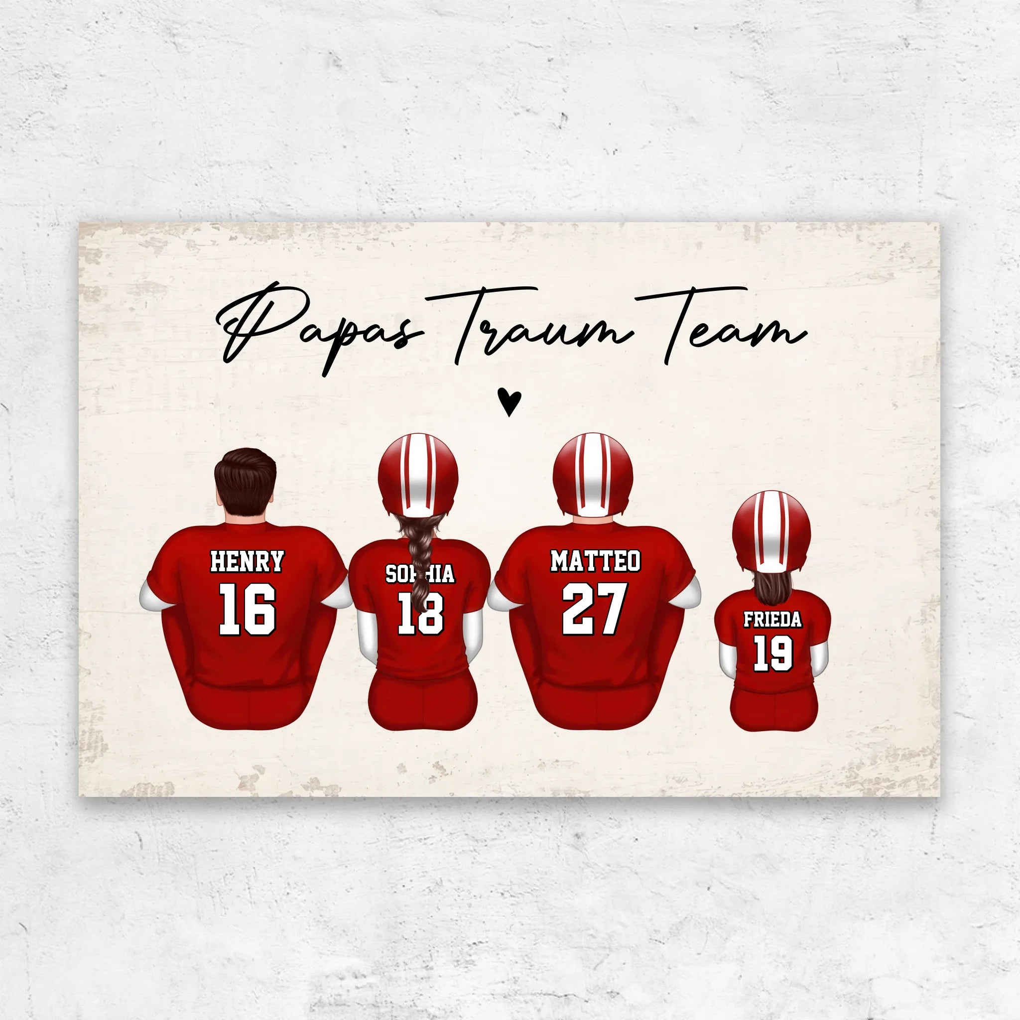 Personalisierte Leinwand "Papas Traum-Team - American Football"