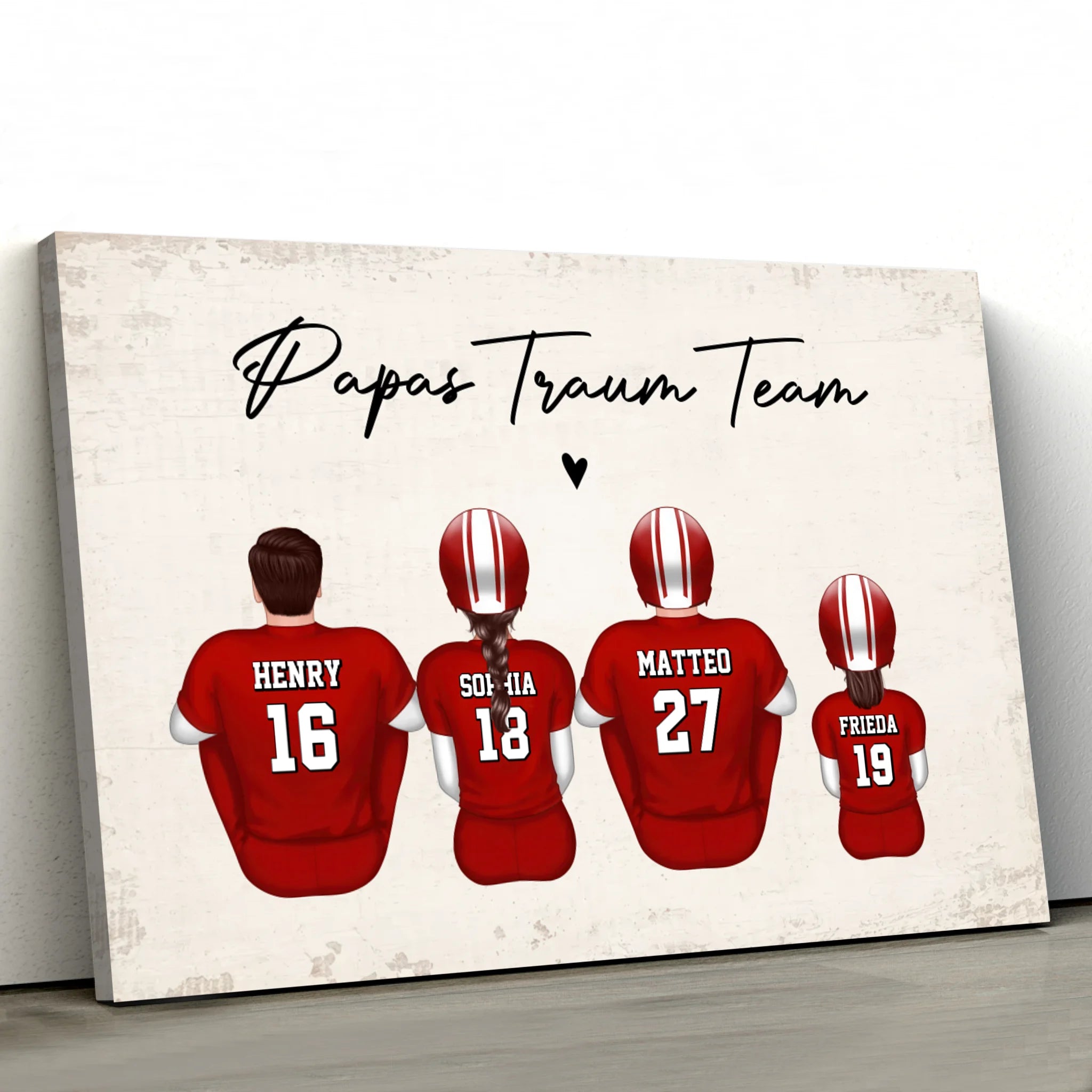 Personalisierte Leinwand "Papas Traum-Team - American Football"