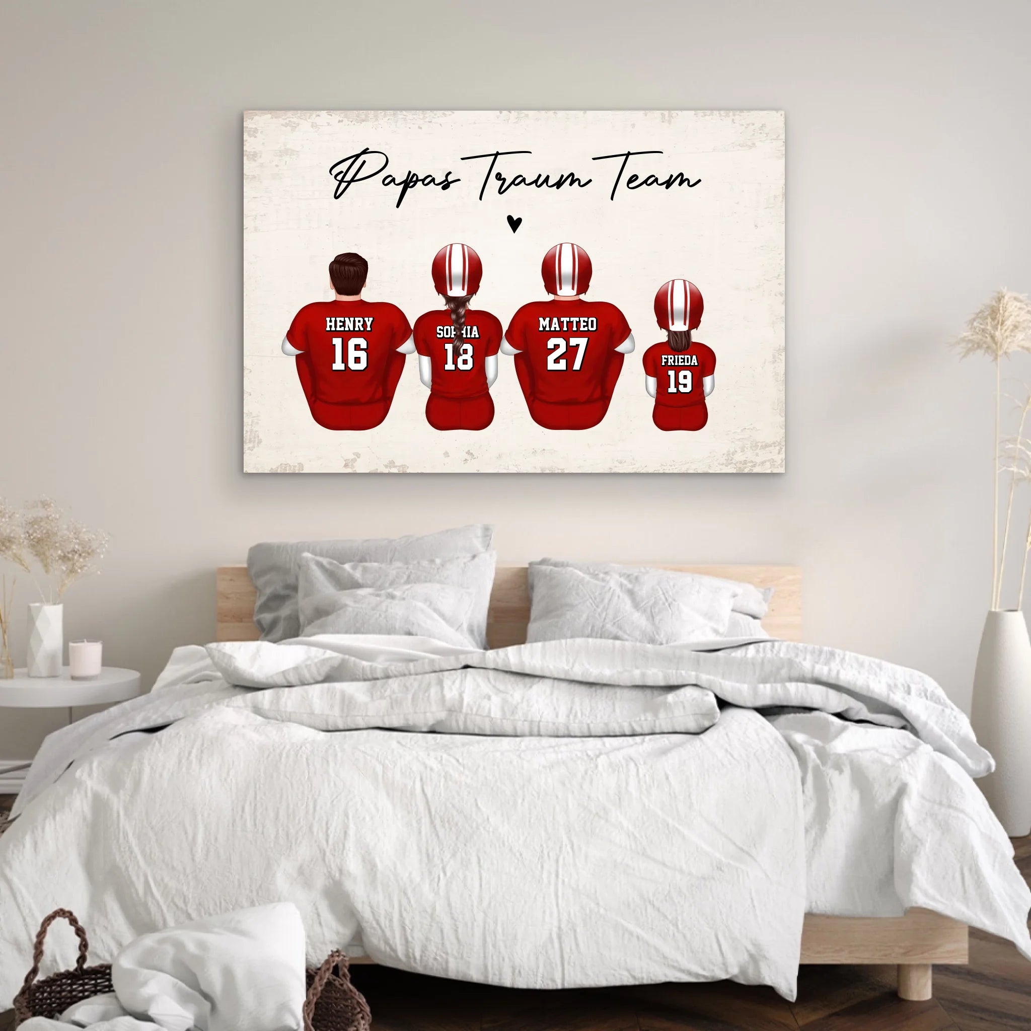 Personalisierte Leinwand "Papas Traum-Team - American Football"