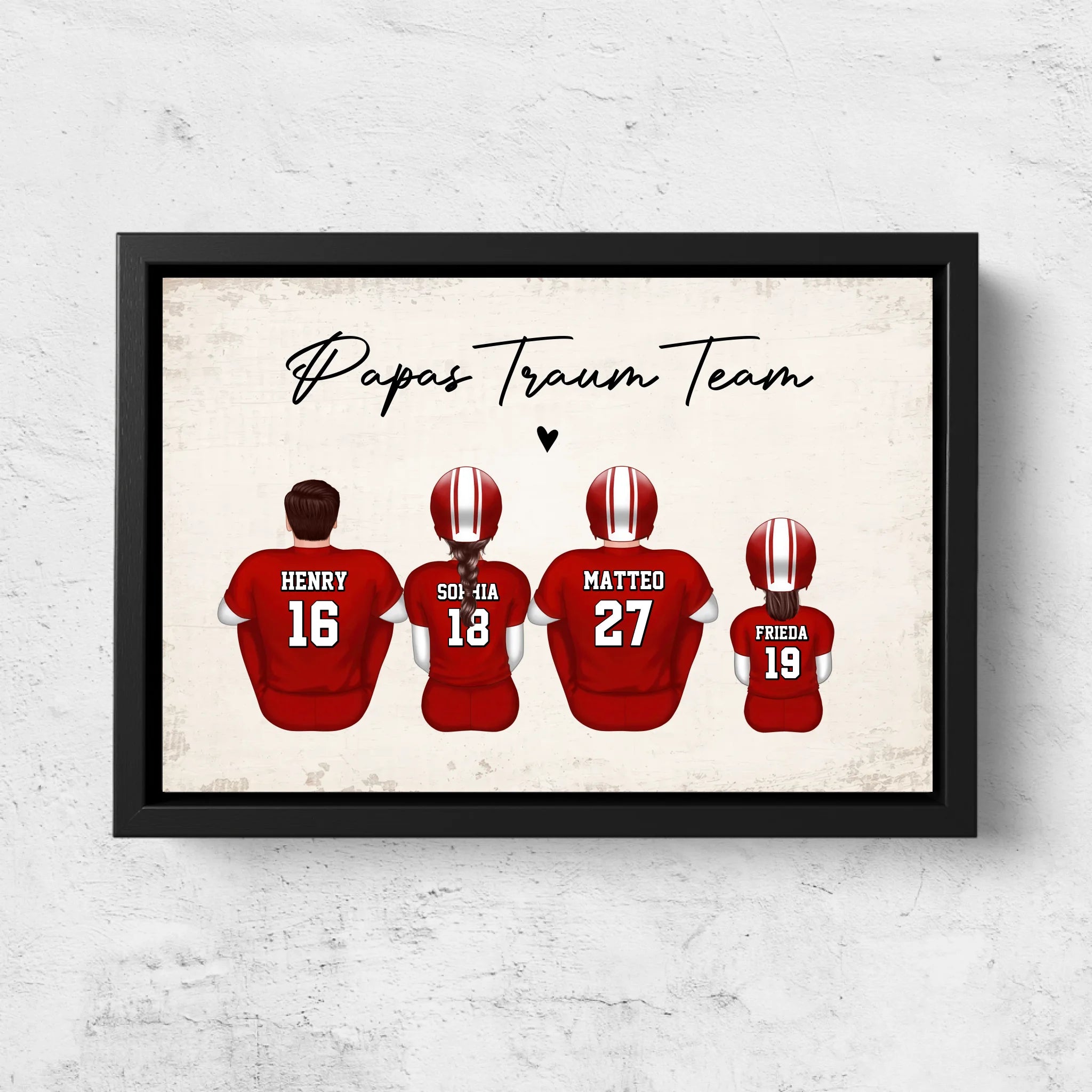 Personalisierte Leinwand "Papas Traum-Team - American Football"