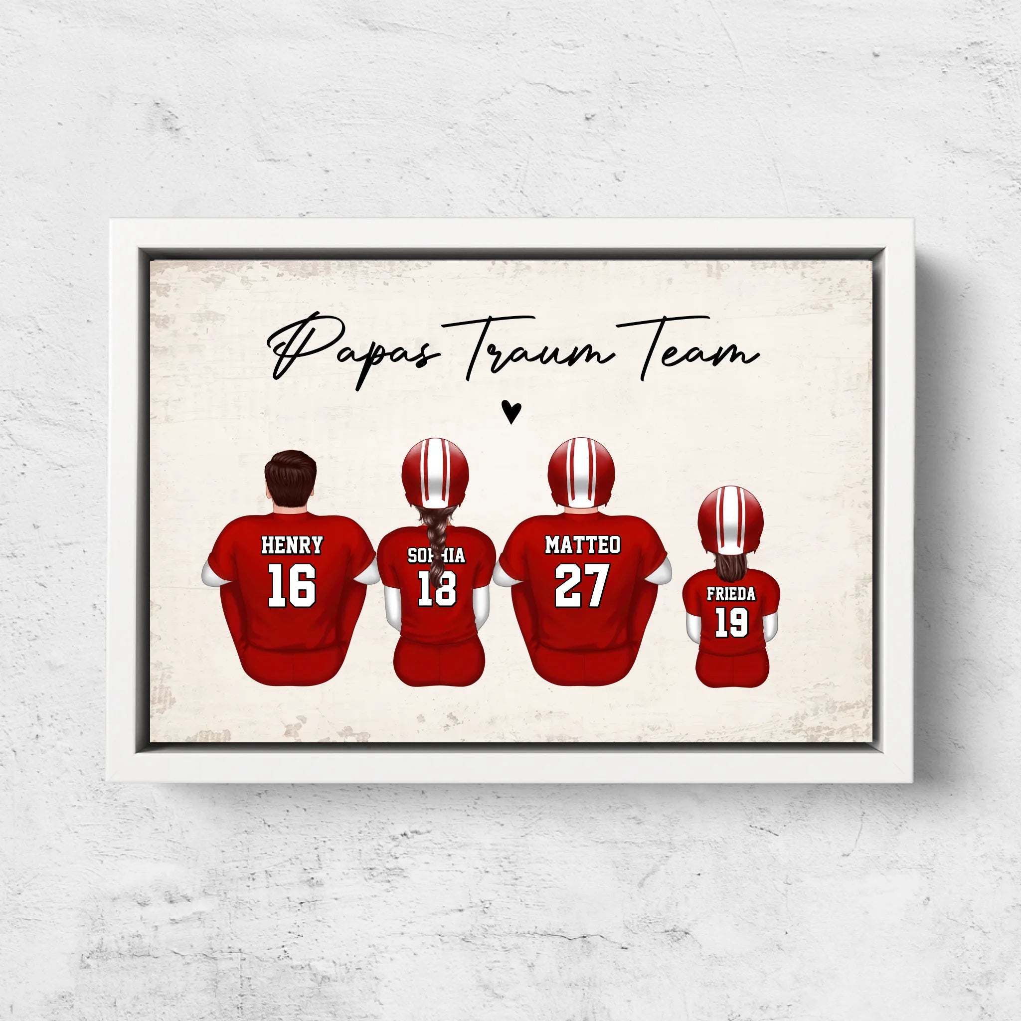 Personalisierte Leinwand "Papas Traum-Team - American Football"