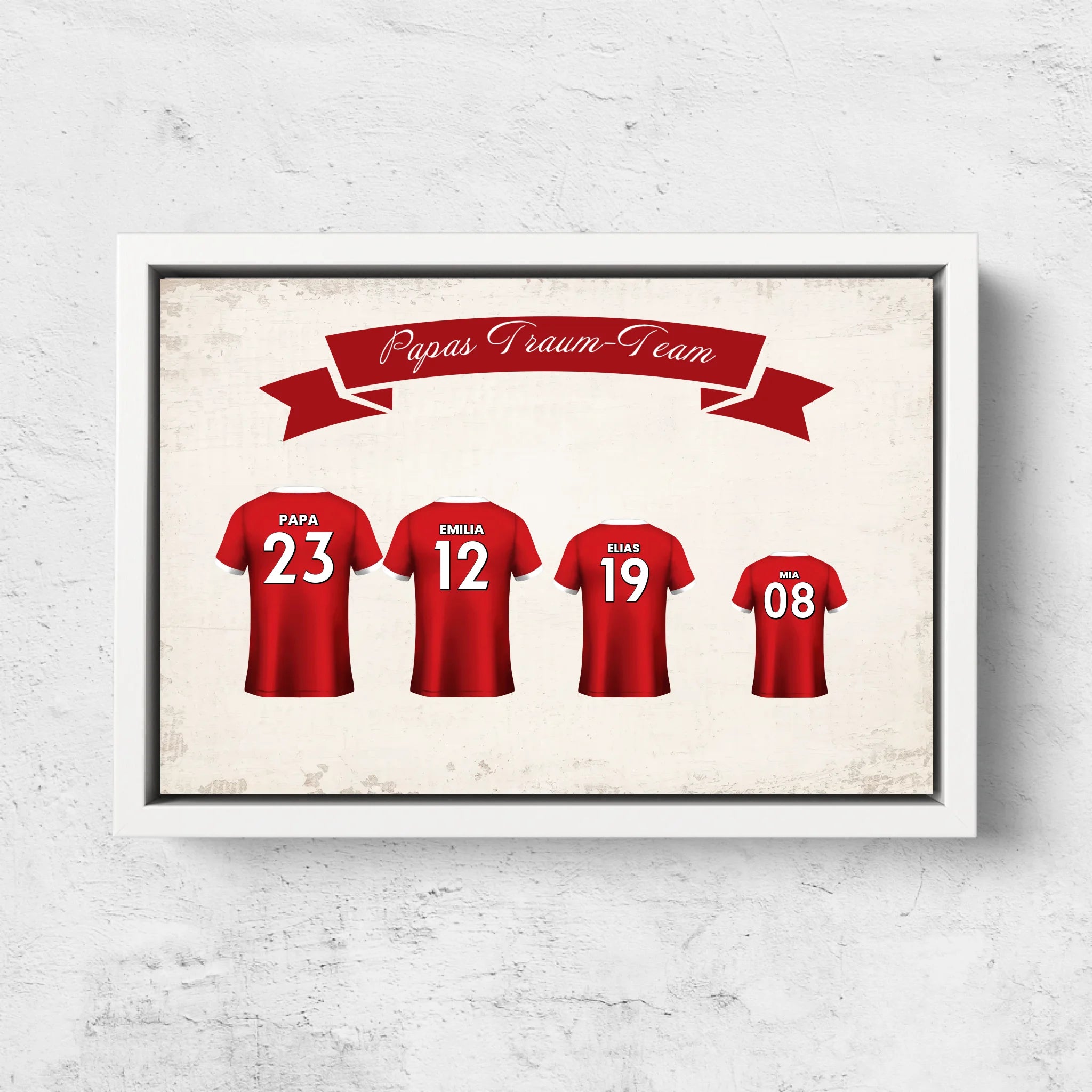 Personalisierte Leinwand "Papas Fußball Team mit personalisierbarem Trikot"