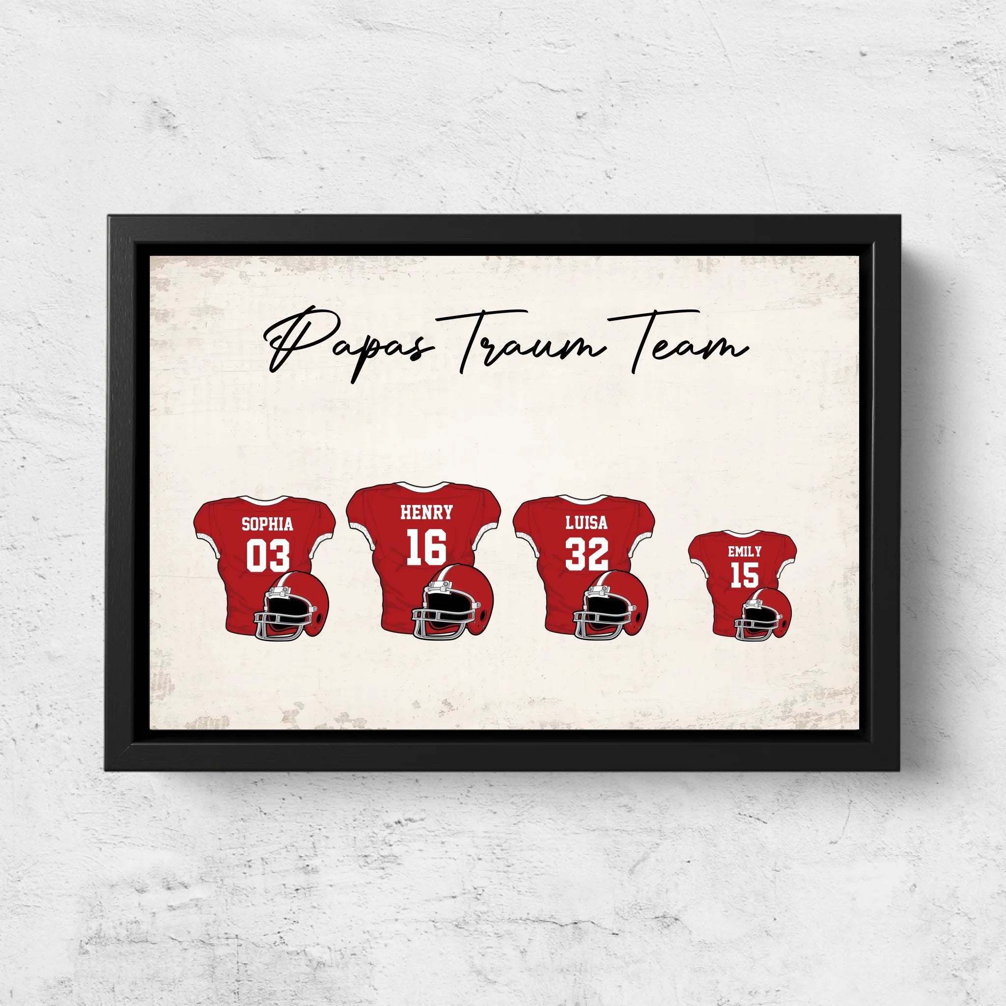 Personalisierte Leinwand "Papas American Football Team mit personalisierbarem Trikot"