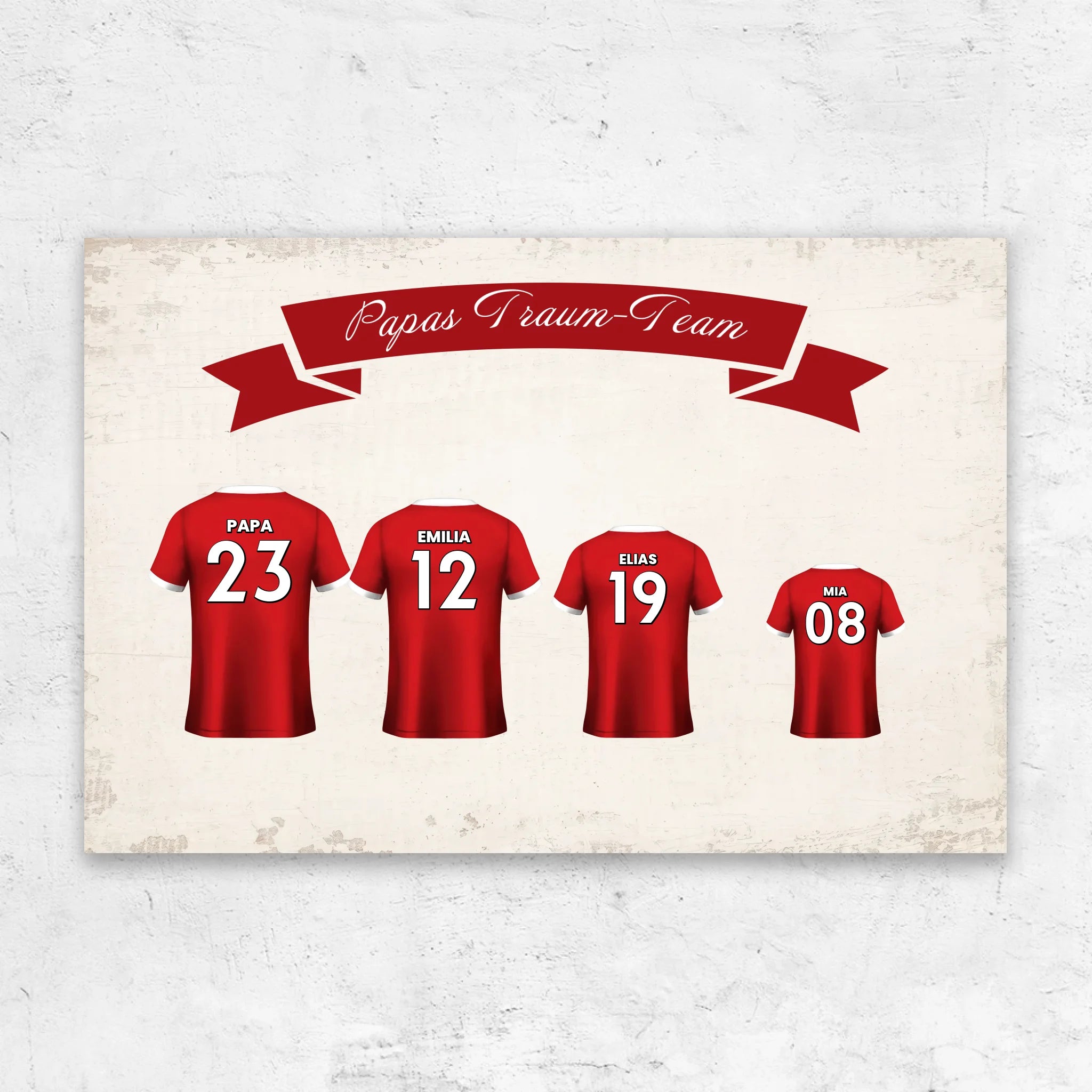 Personalisierte Leinwand "Papas Fußball Team mit personalisierbarem Trikot"