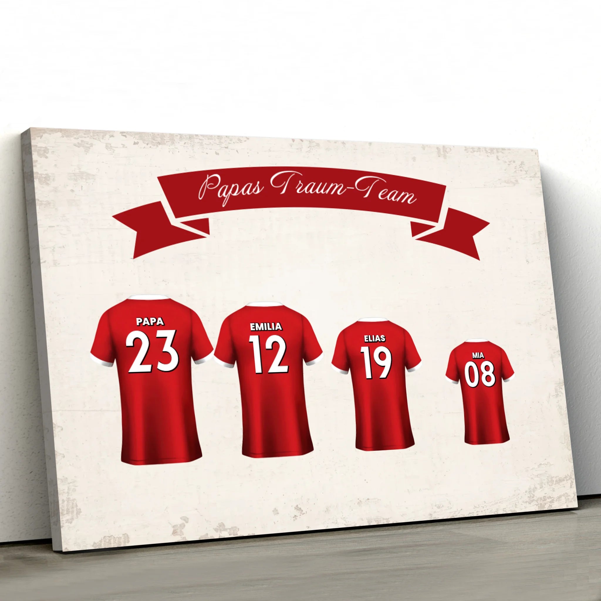 Personalisierte Leinwand "Papas Fußball Team mit personalisierbarem Trikot"